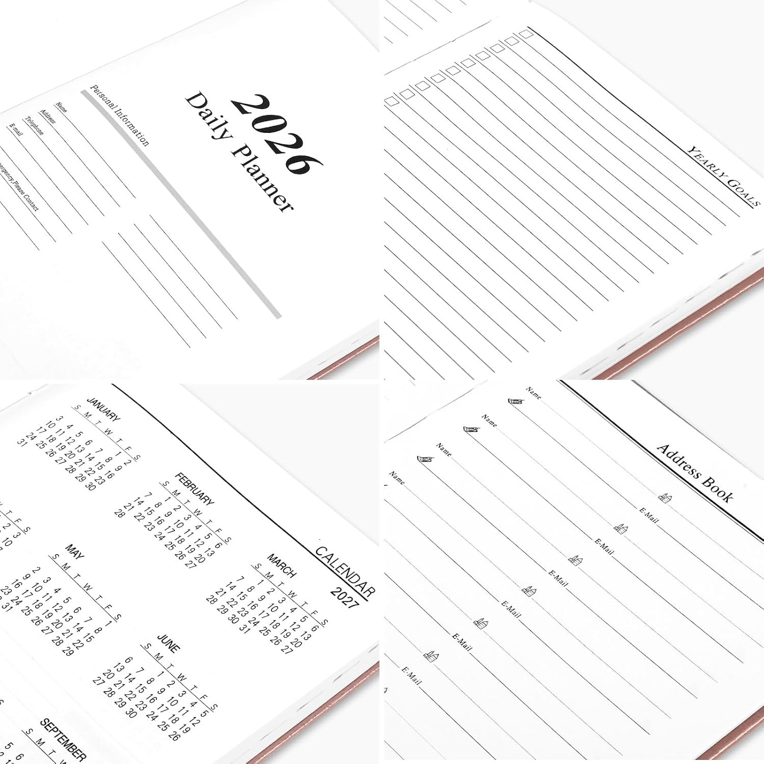 Daily Hourly Planner 2026 Full Page per Day, 2026 Diary 5.7 X 8.3″ Hardcover App