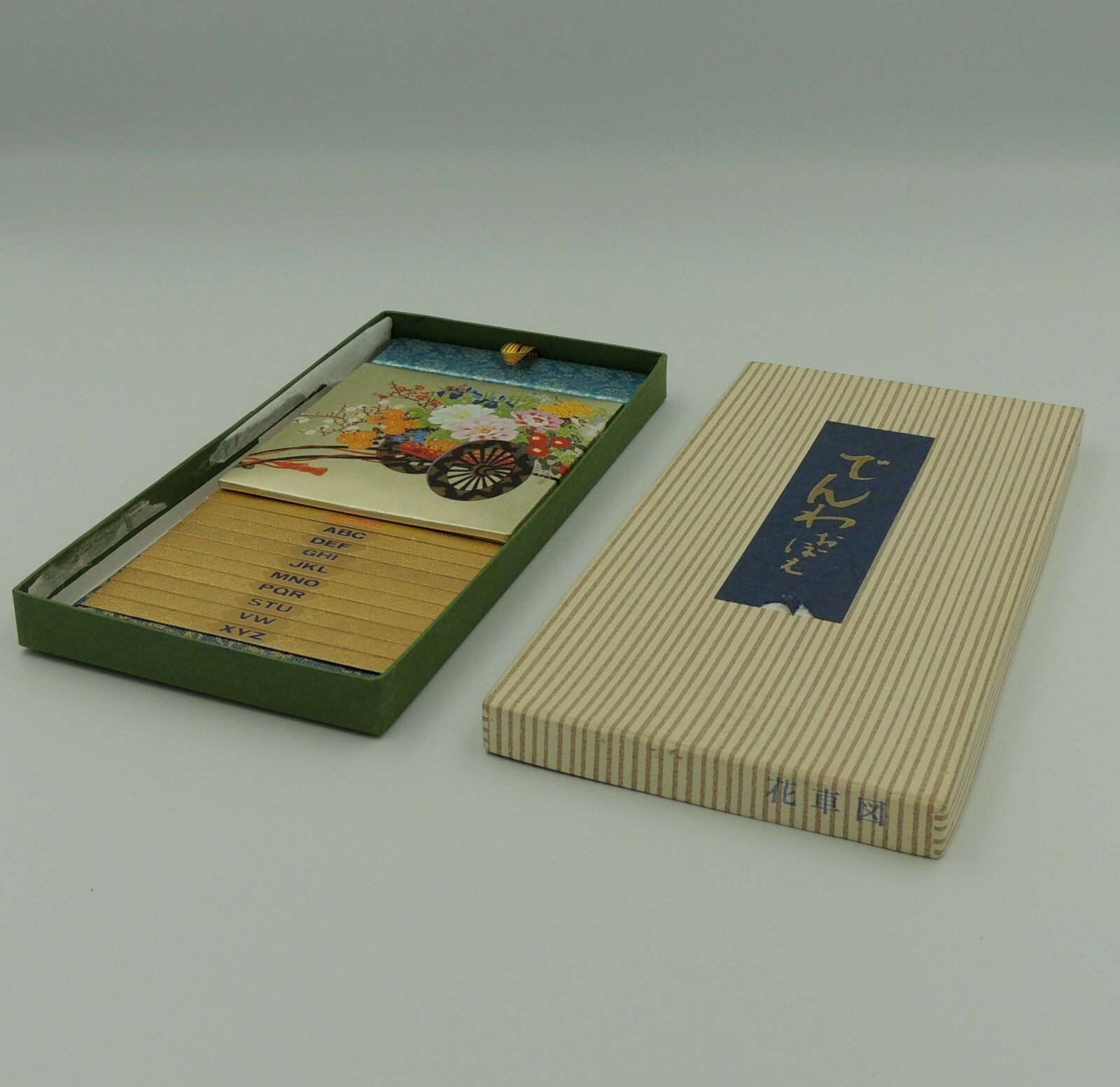 Japanese Address Telephone Directory Vtg Book Pad Art Print Gold Embossed Japan