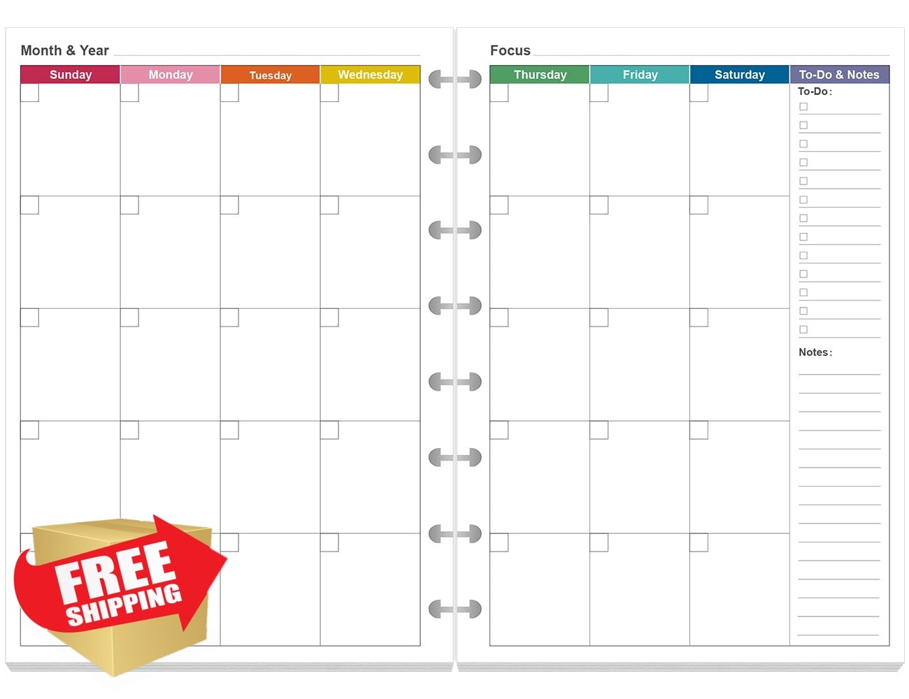 Yaridar Junior Size Undated Planner Refills 8-Disc