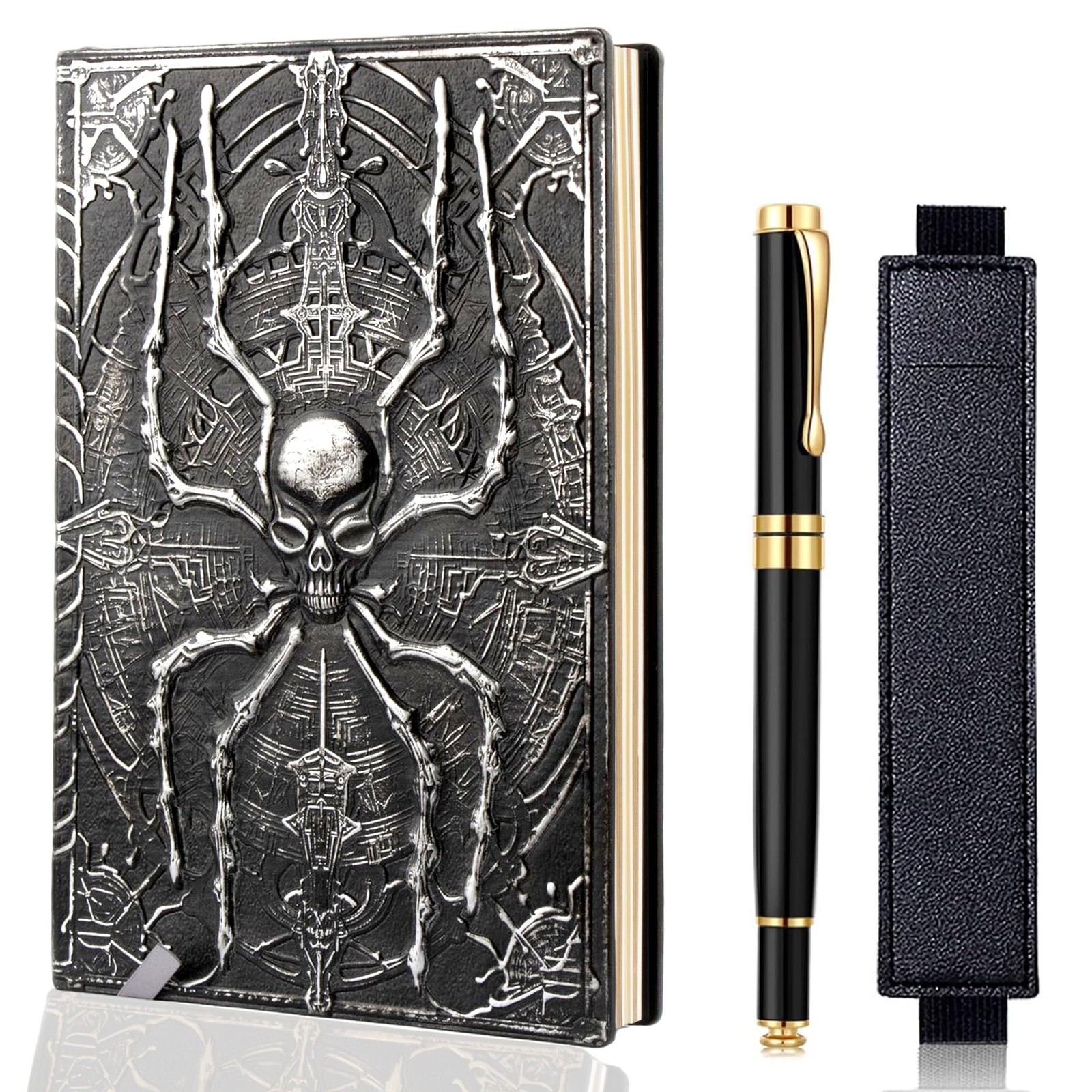 FEIDIAO Vintage Spider Notebook DND Embossed 1 Count (Pack of 1), Silver