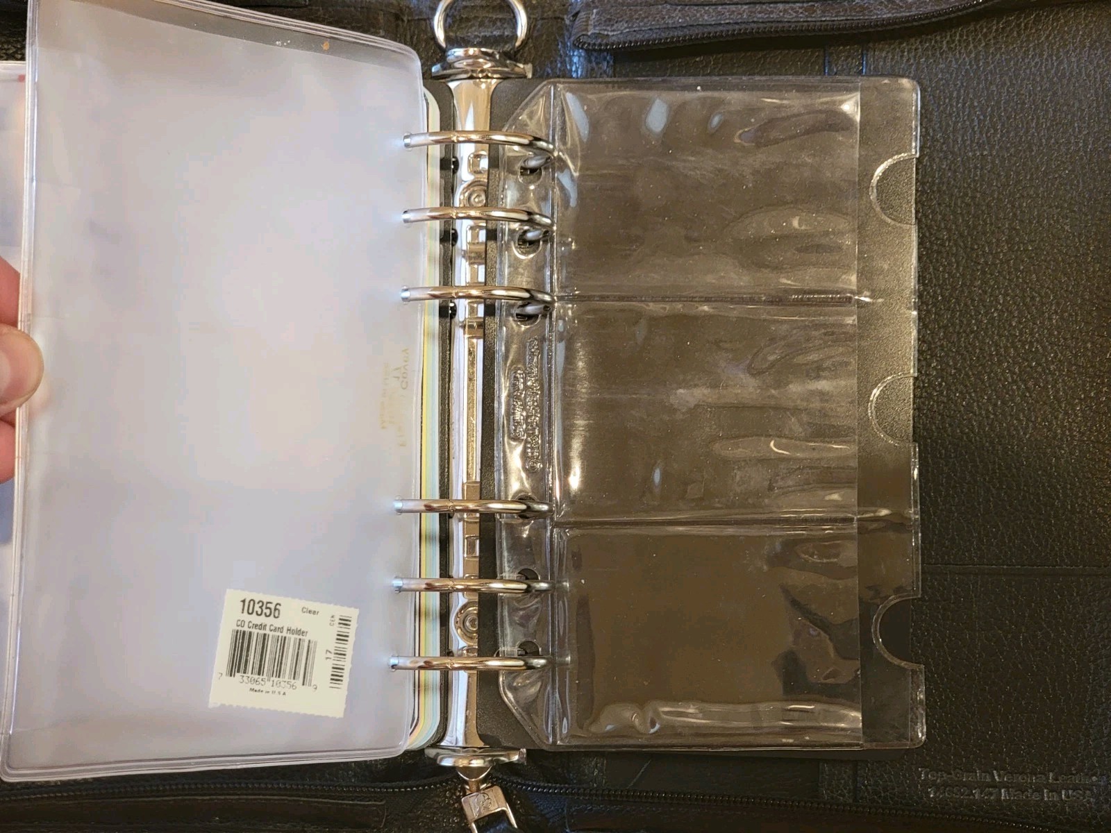 FRANKLIN QUEST Zip Binder 1994 w/ Inserts Vintage 6 Ring Black Top Grain Leather