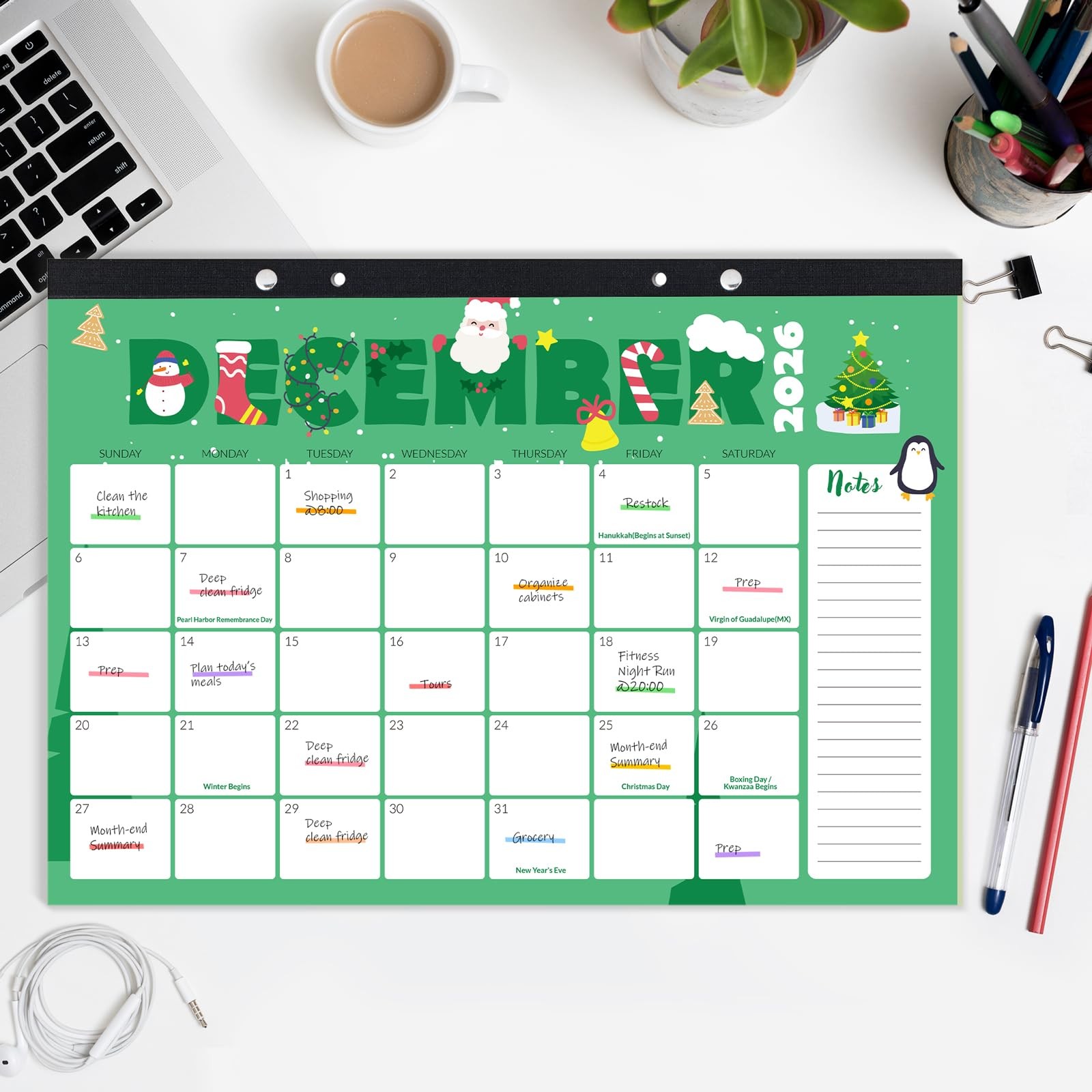 SUNEE Desk Calendar 2026-2027, 17″ x 12″, 18 Month Jul. 17×12, Cute