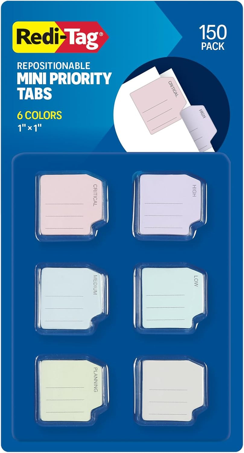 Mini Priority Tabs, Small Flags for Journals and Notebooks, Small Sticky Notes,