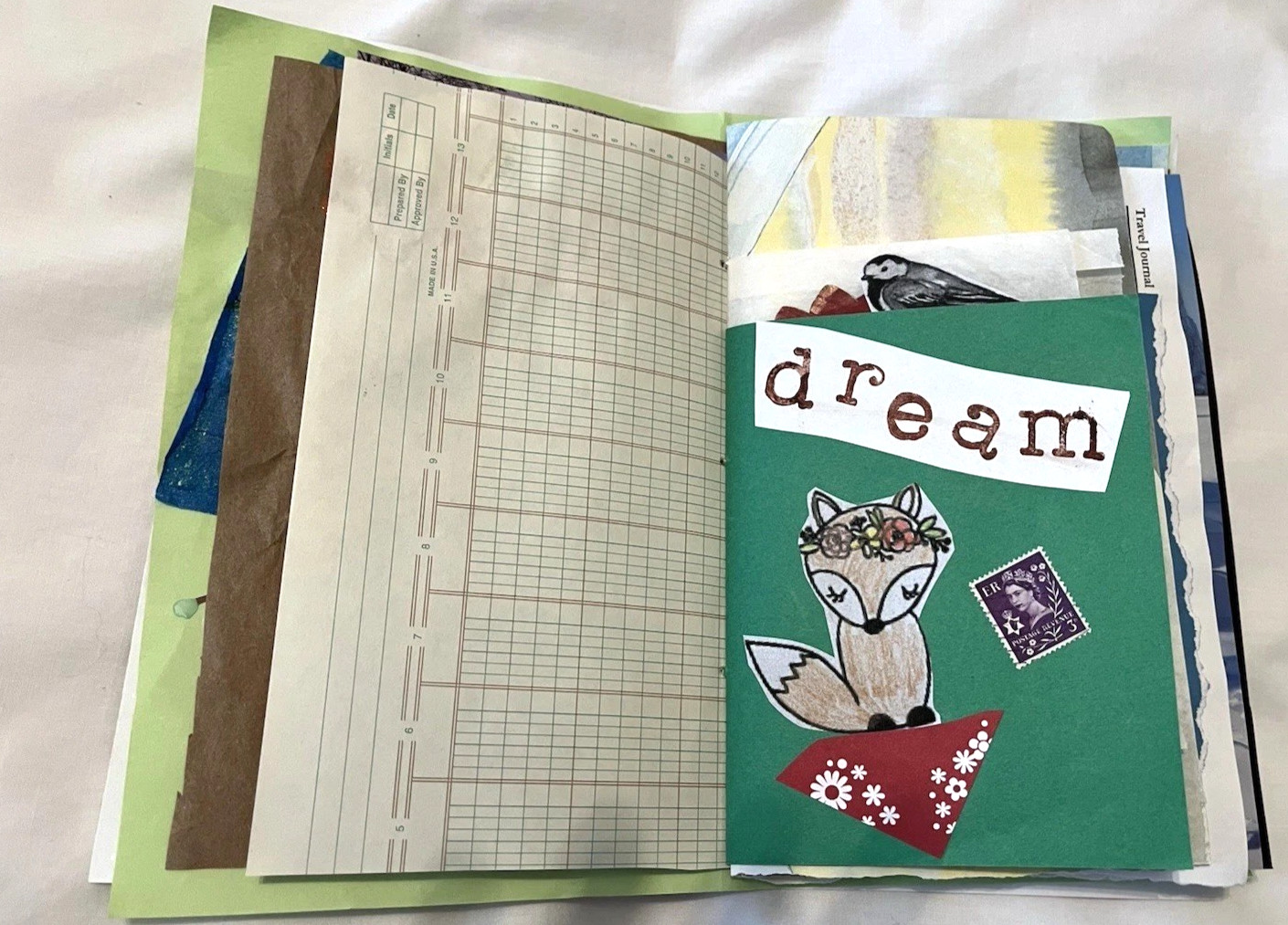 Junk Journal Winter Xmas Theme 6×9″ Handmade Paper Ephemera, Embellished Tassel