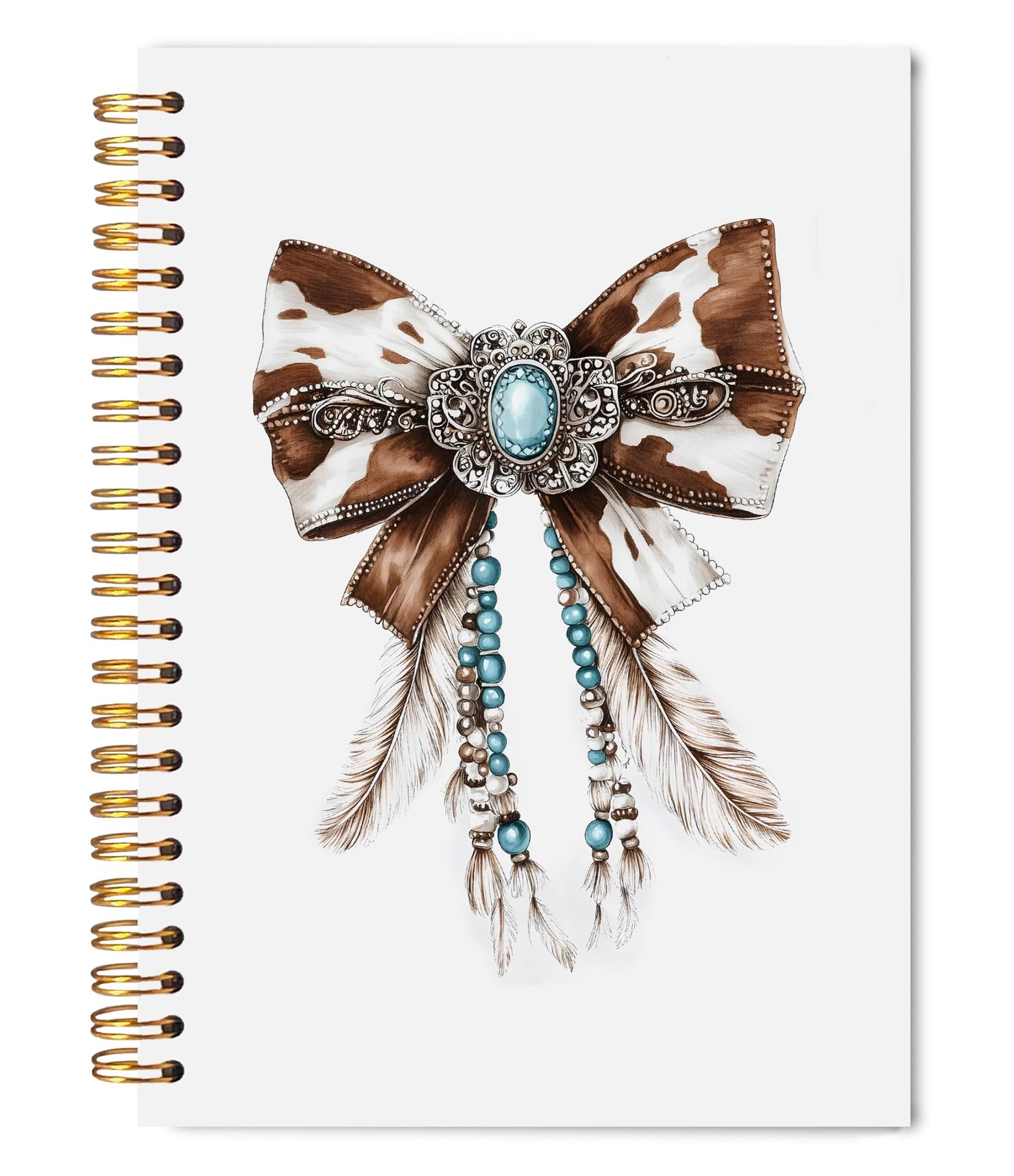 Welshower Coquette Cowhide Turquoise Bow Western Spiral Notebook Journal,…