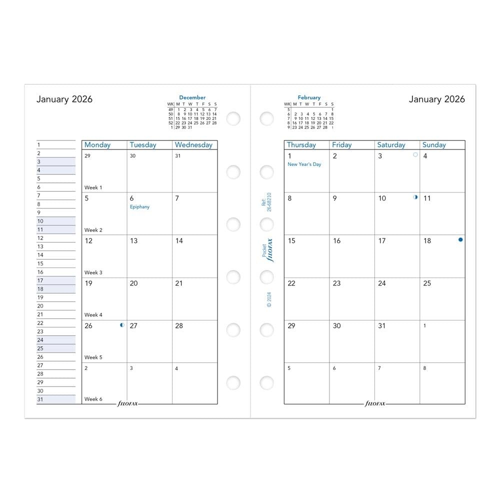 C68210-26 Pocket Size 4-3/4×3-1/4 Inch Month-To-View Calendar Diary Refill