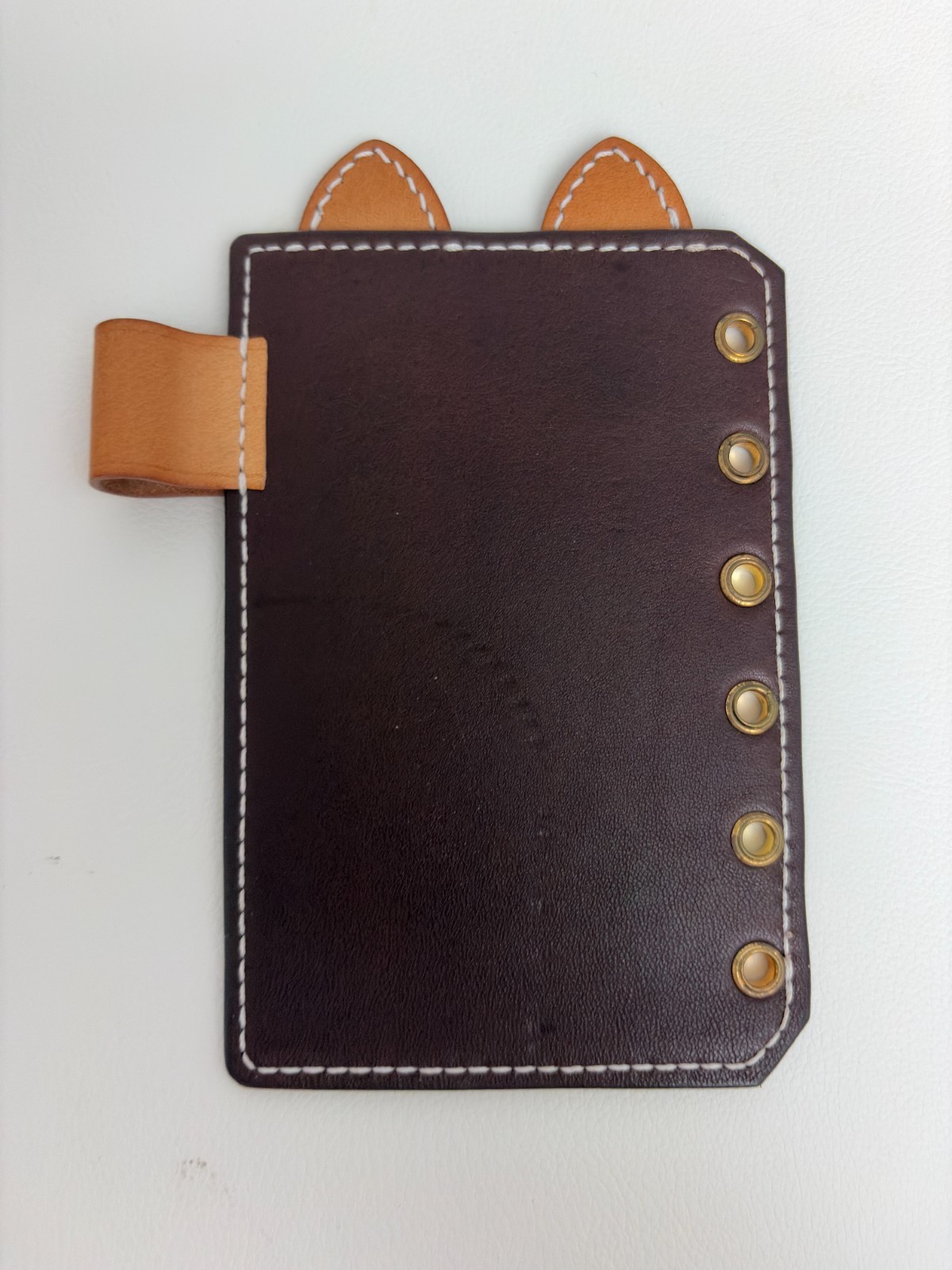 Handmade Leather Planner Binder, A7 Pocket Size, Brown & Tan Colorblock