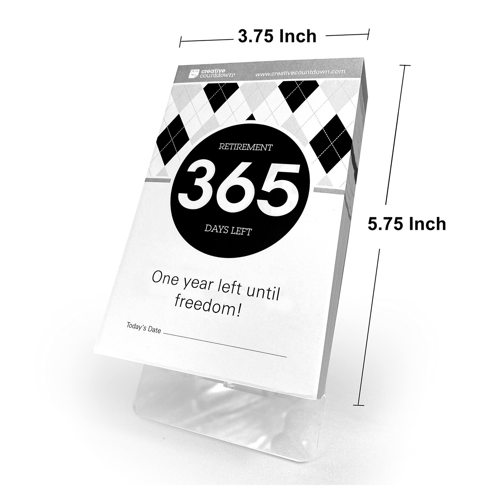 Retirement Count Down Calendar – 1 yr (365)-Day Retirement, White and Black