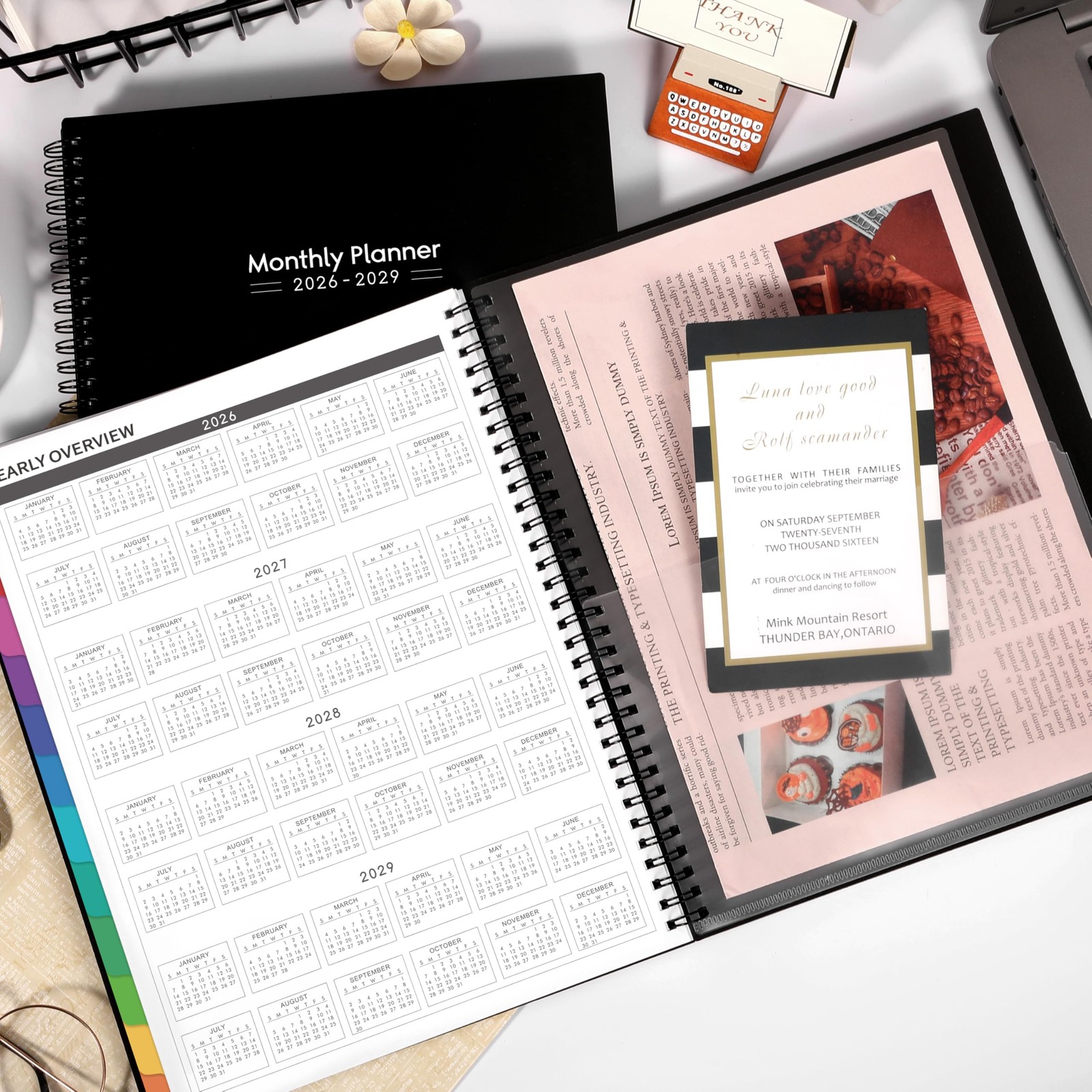 2026-2029 Monthly Planner – 3 Year 9″ x 11″, Black：3