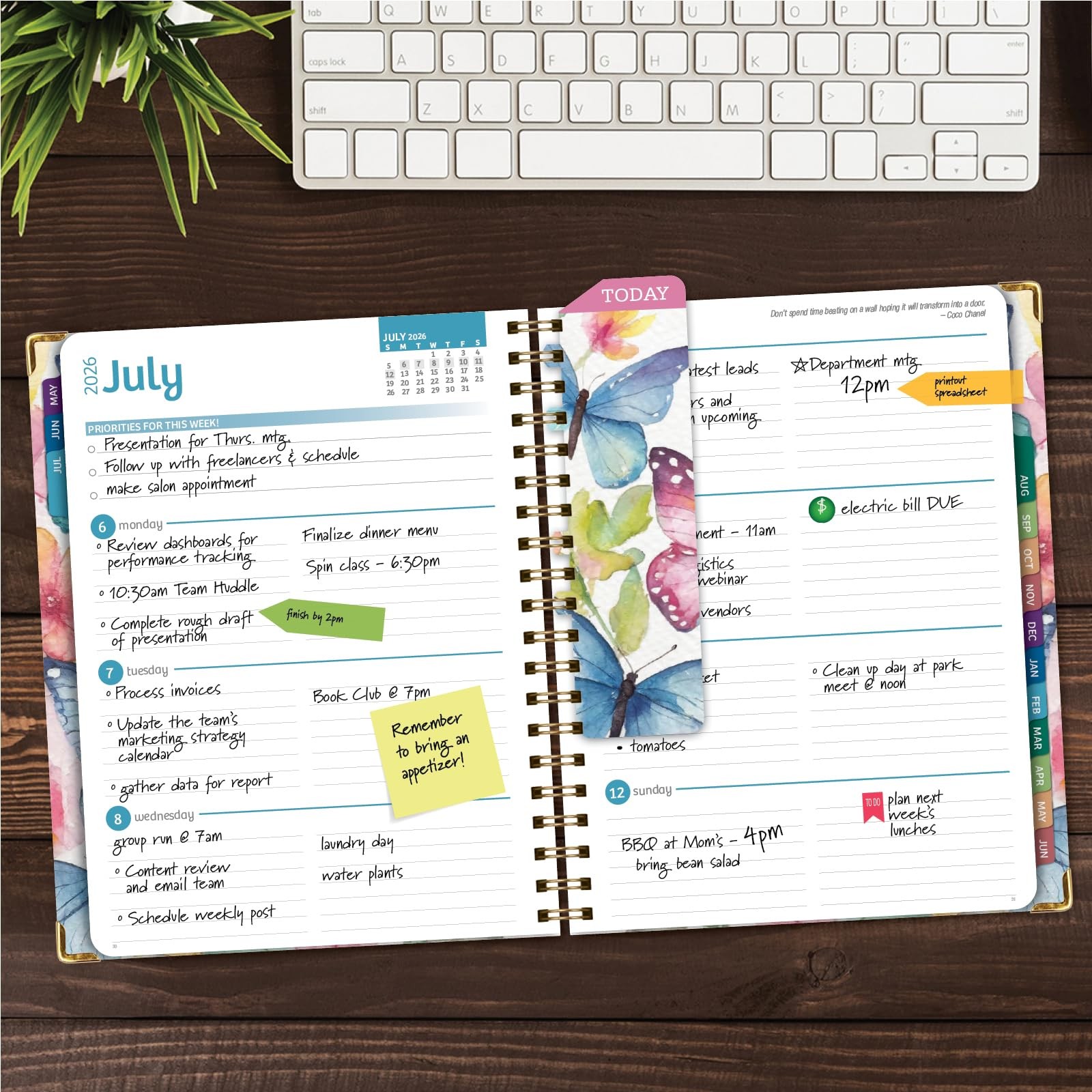 HARDCOVER Academic Year 2026-2027 Planner: 8.5″ x 11″, Watercolor Butterflies