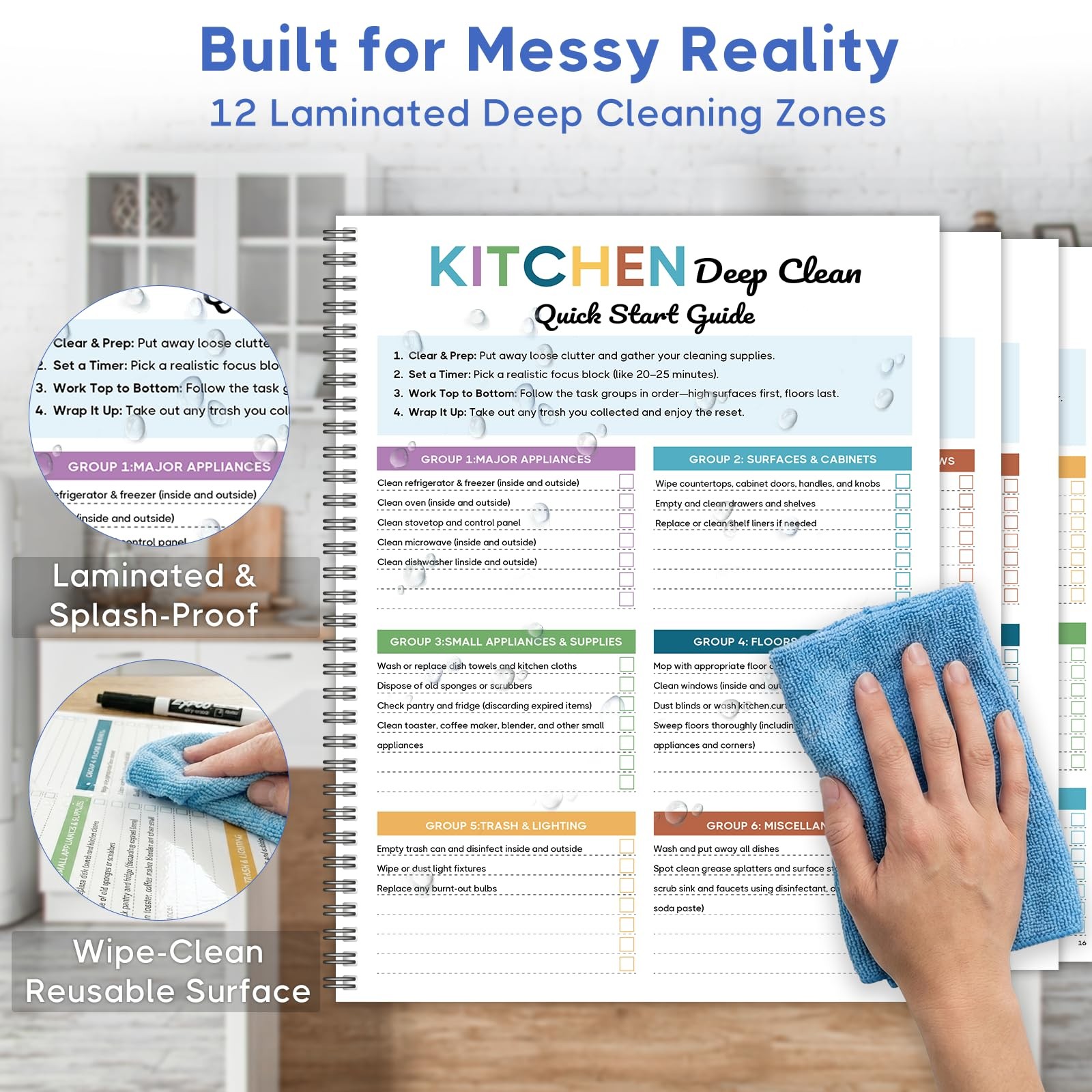 ADHD Cleaning Planner, Floral Schedule & Checklist for Multicolor