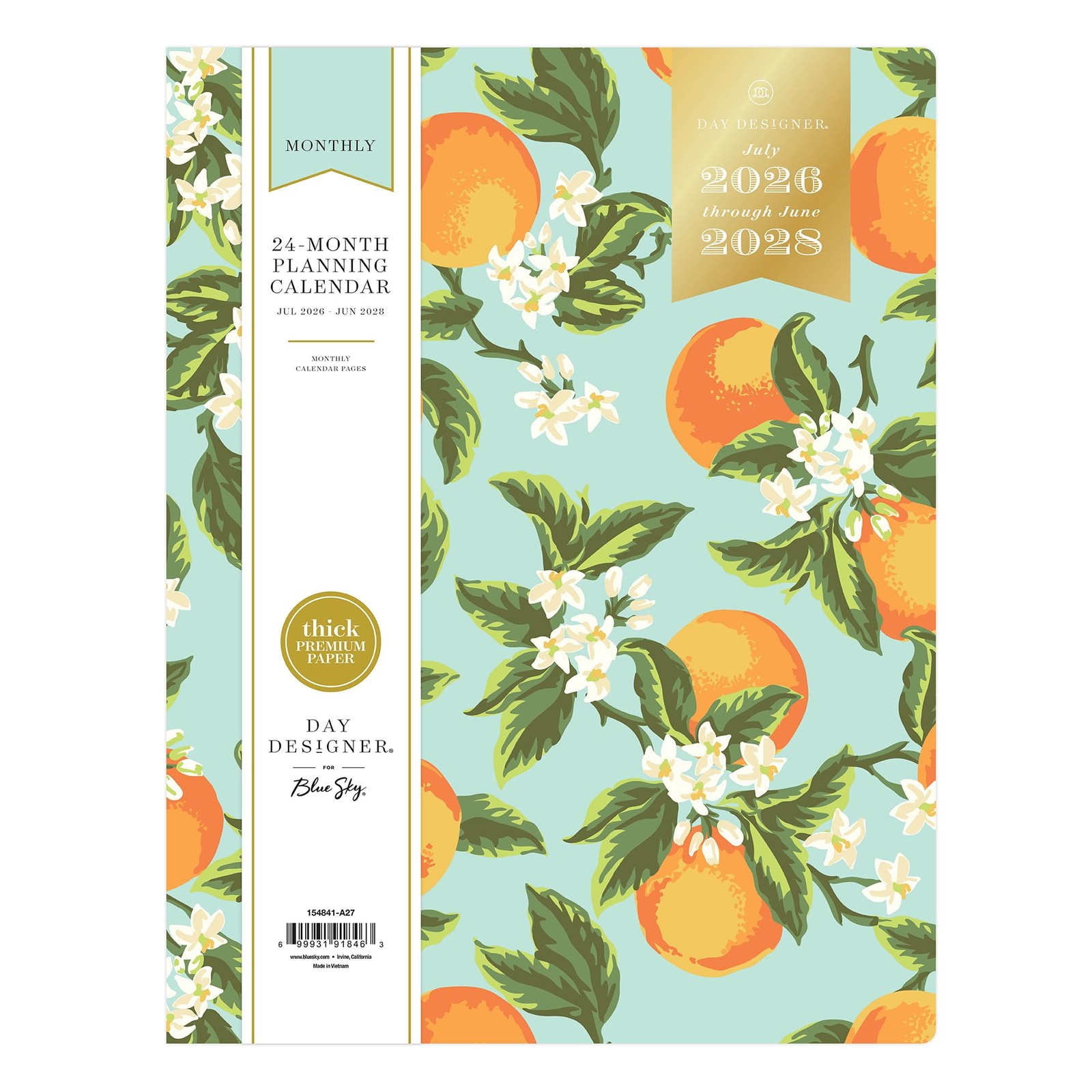 Blue Sky Day Designer 2026-2028 Monthly Academic Year 24 Month Planner Calend…