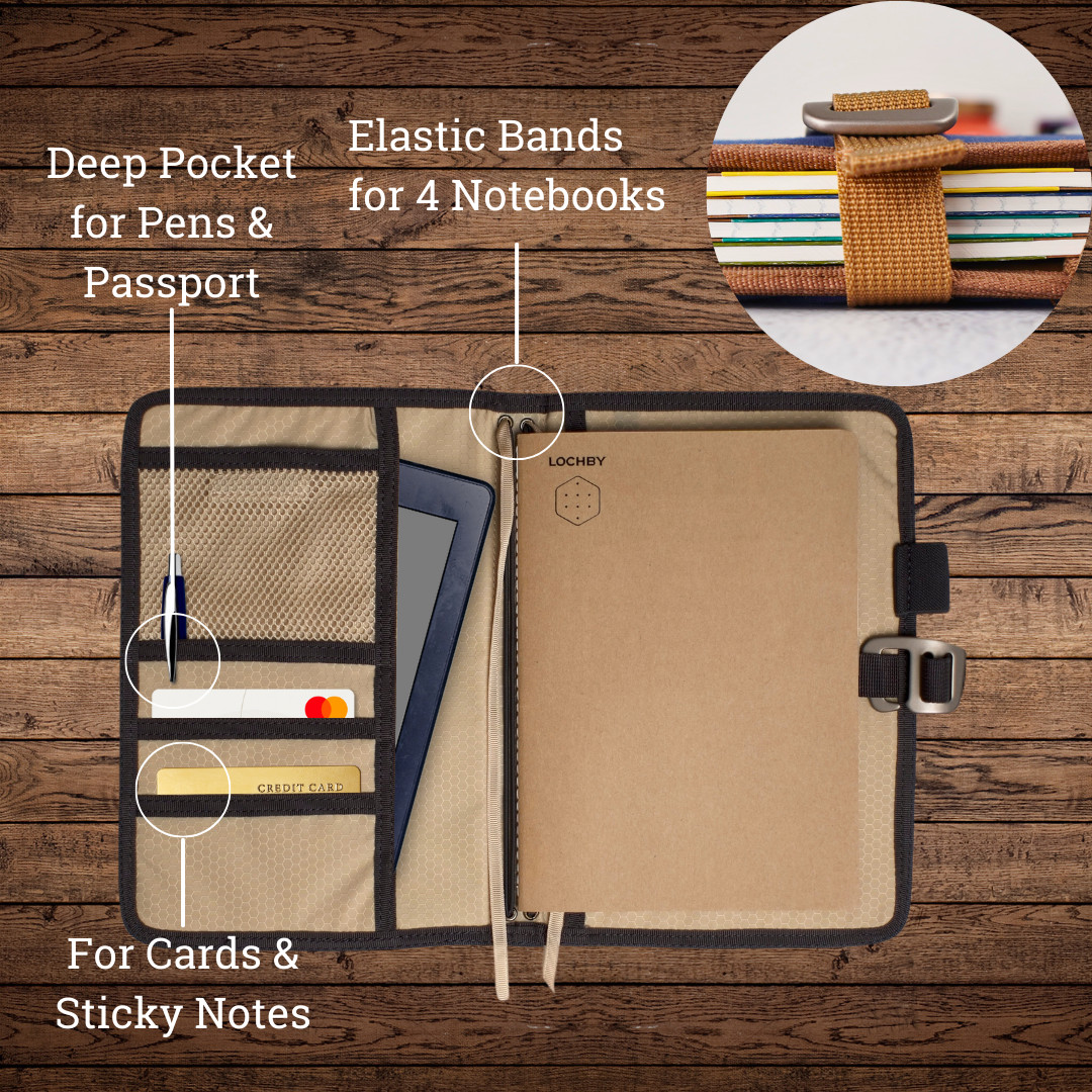 Lochby Field Journal Blue A5 Planner Cover | Water Resistant Waxed Canvas |