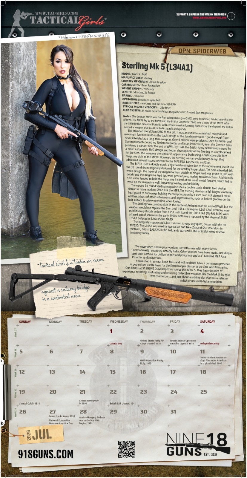 Tactical Girls 2026 Wall Calendar military gift for him airsoft