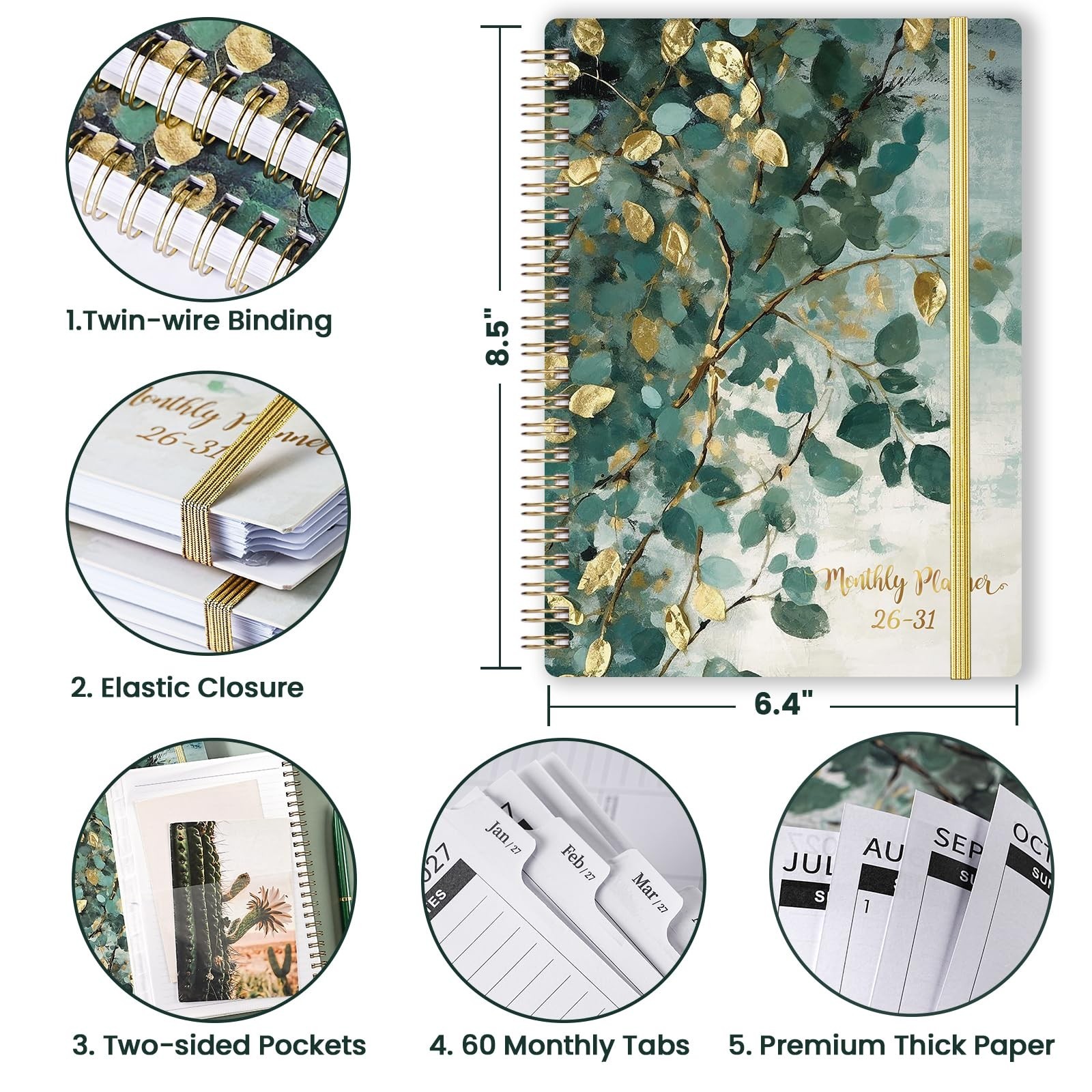 5-Year Monthly Planner 2026-2031, 60-Month Calendar, 6.4″x8.5″, Notes & Pocket
