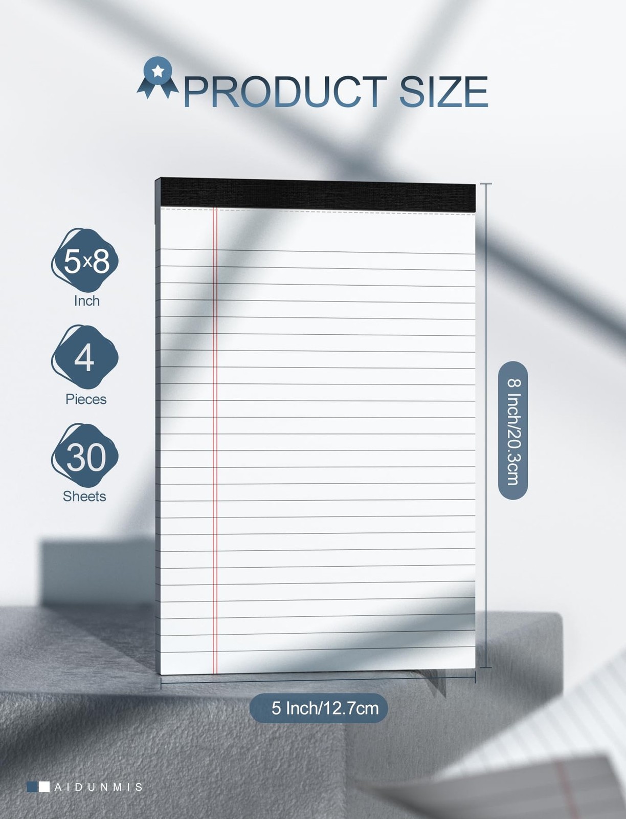 Note Pads 5×8 for Work White Legal Pads 5×8 College Ruled Legal Notepads Line…
