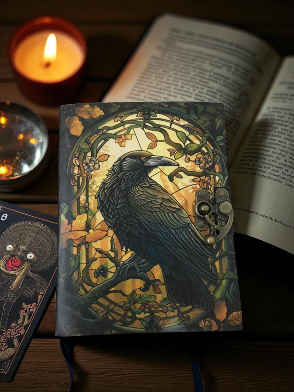 The Raven 400 Page Leather Journal Gothic Notebook The Raven Grimoire Print.