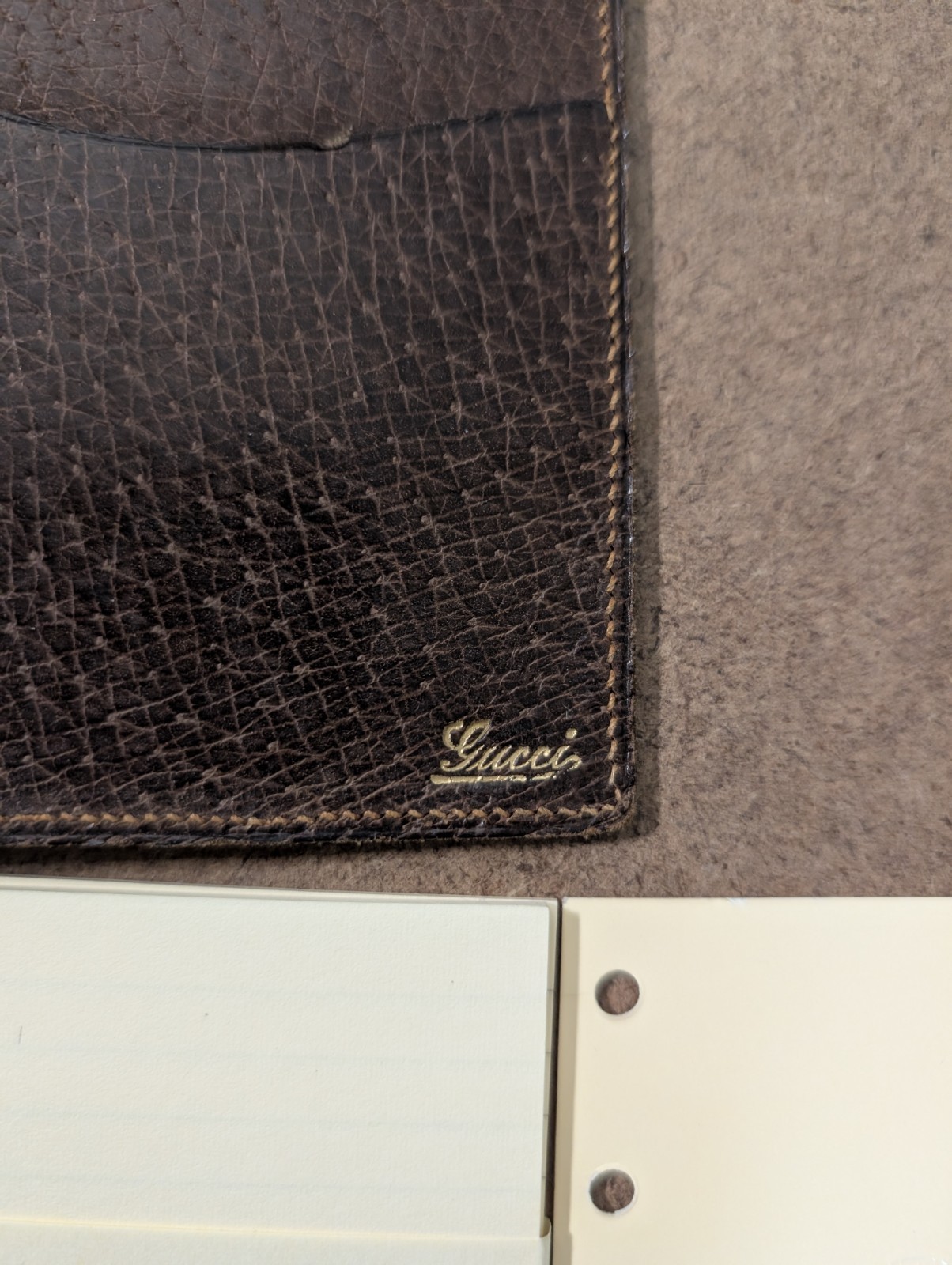 Vintage Gucci Leather Mini Agenda Made In Italy Brown w/ New Inserts Card Holder