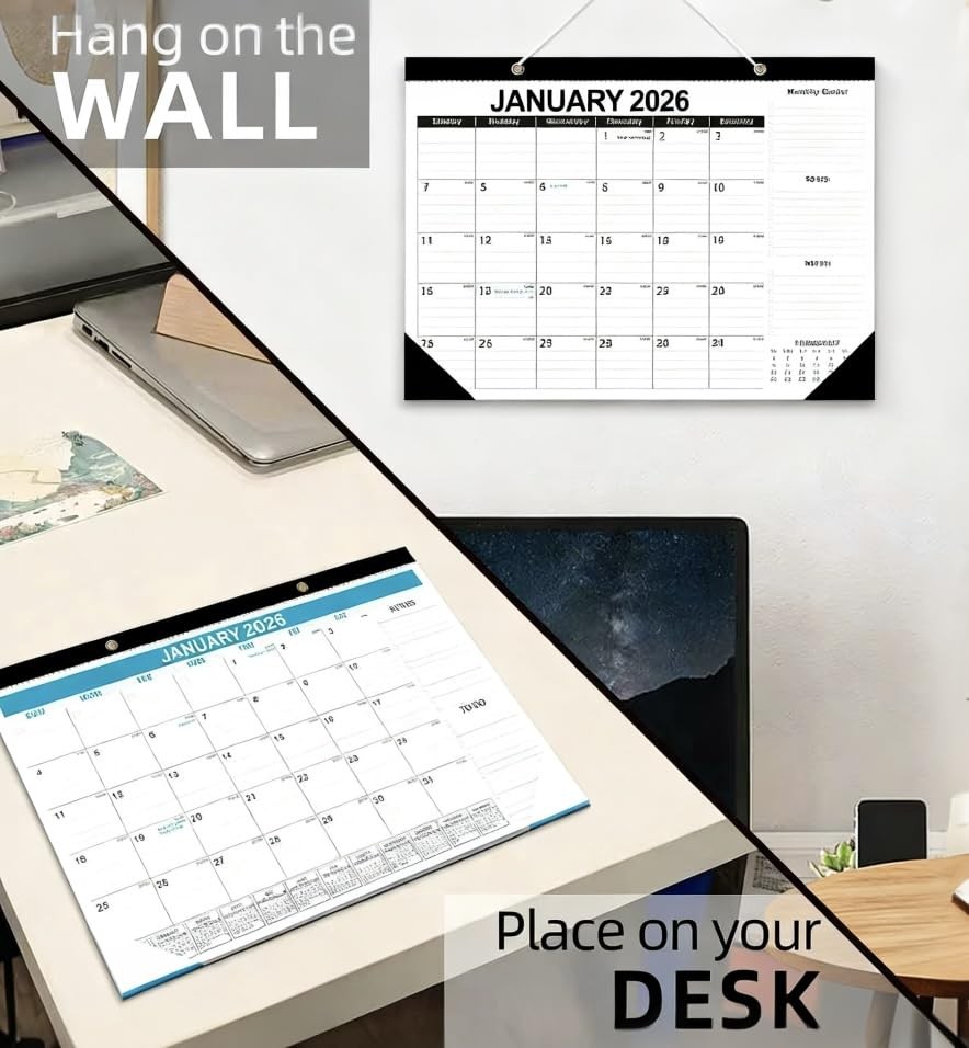 Desk Calendar 2026, Large 17″ x 12″ 18 Months Runs from B#2026-2027