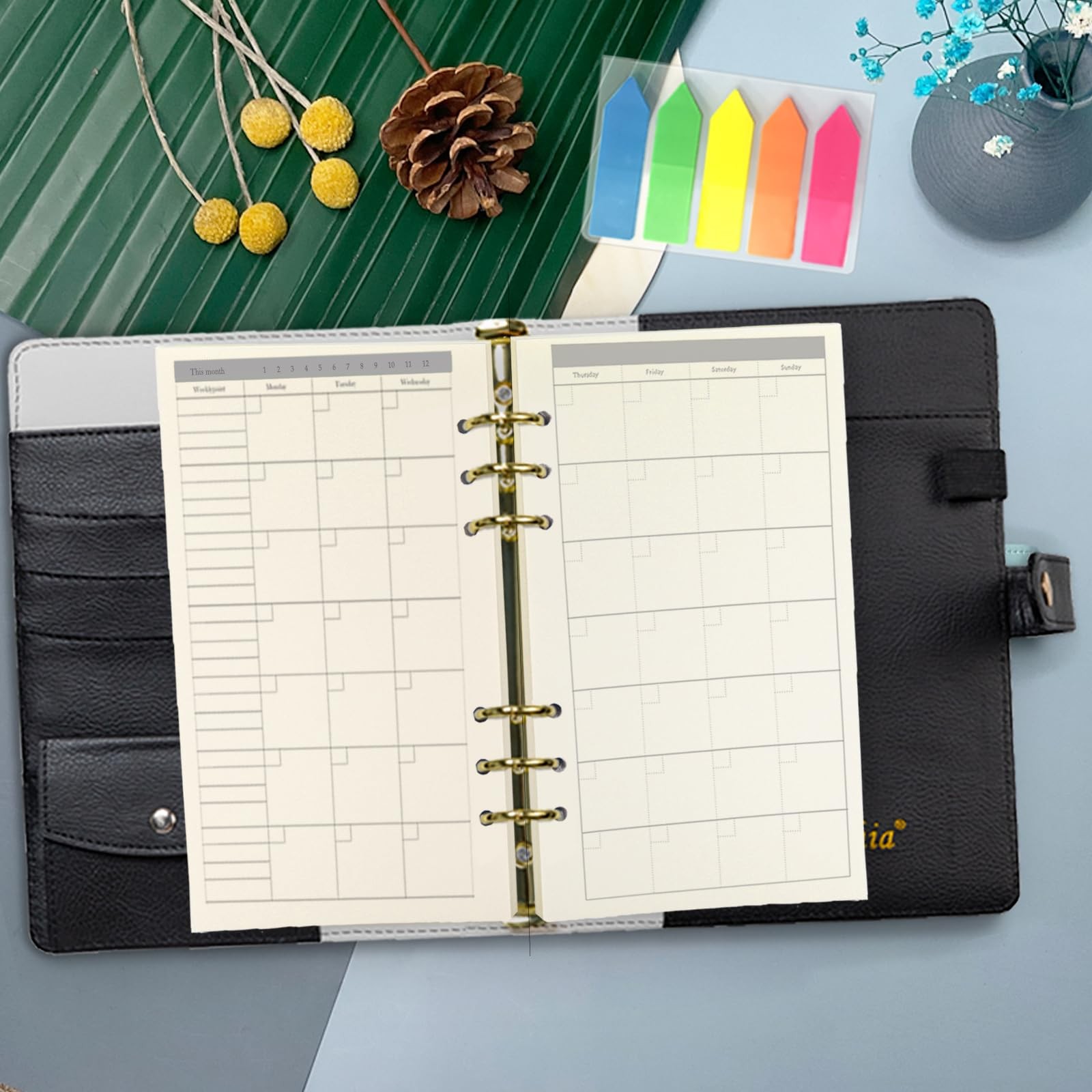 A6 Planner Refill Set 6 Hole Inserts Dividers Tabs Zipper Pouch Stickers