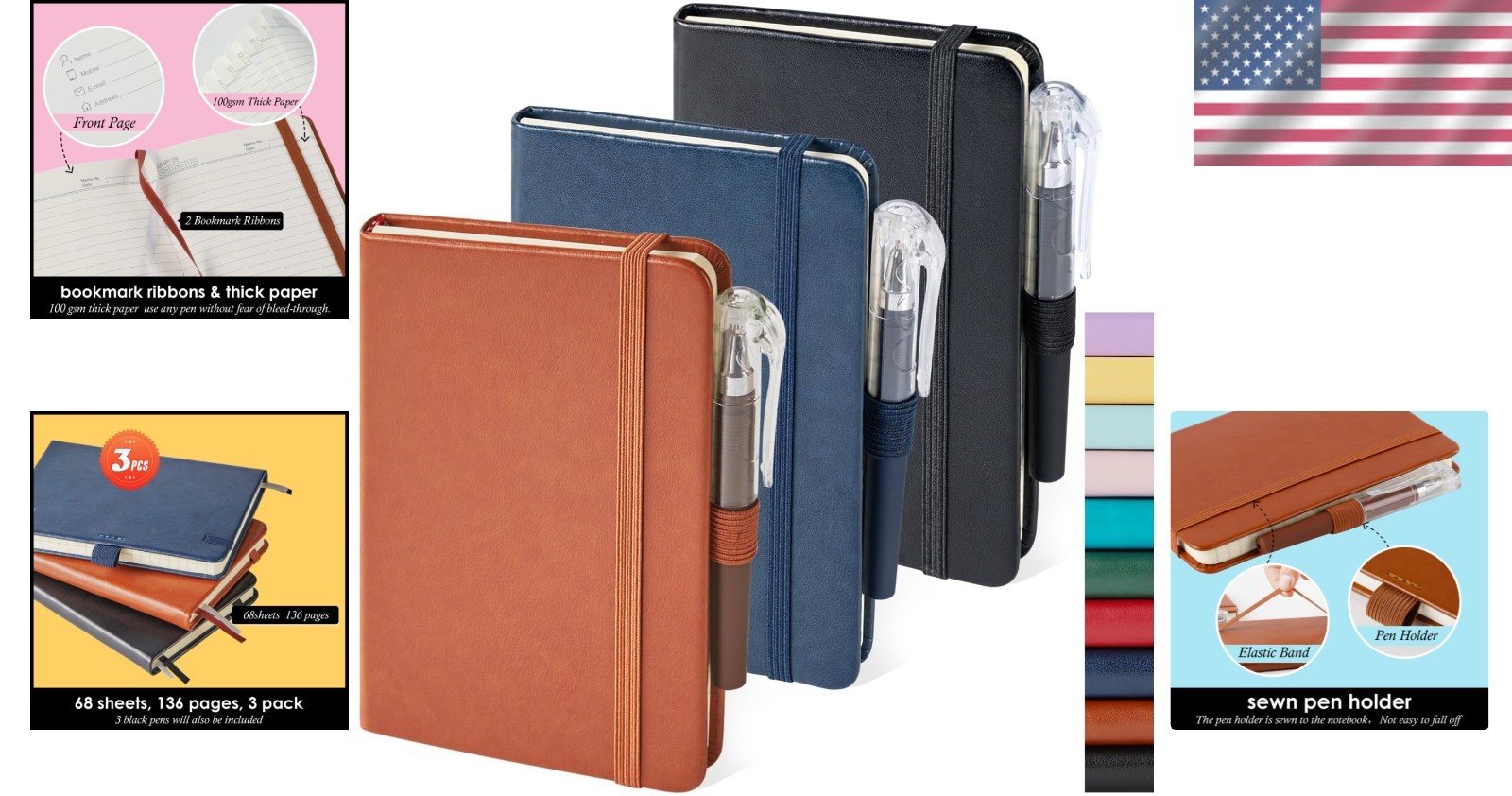 Stylish Pocket Notepad Set with Elastic Closure – Perfect for Travel & Work