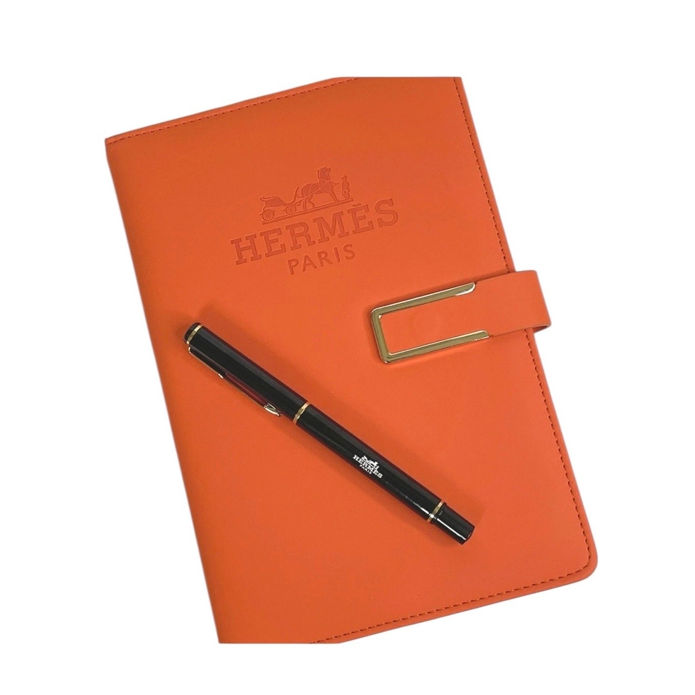 Hermes VIP/GWP Orange Vegan Notebook Journal Magnetic Closure w/ Pen
