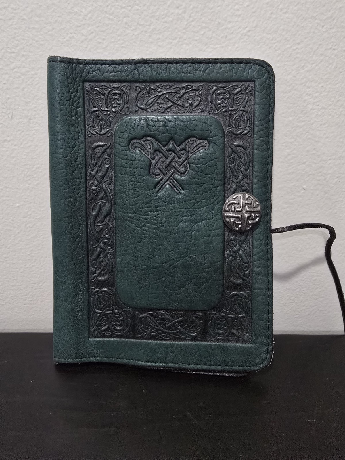 Oberon Leather Journal 5″ X 7″ Cover Celtic Motif Green #2