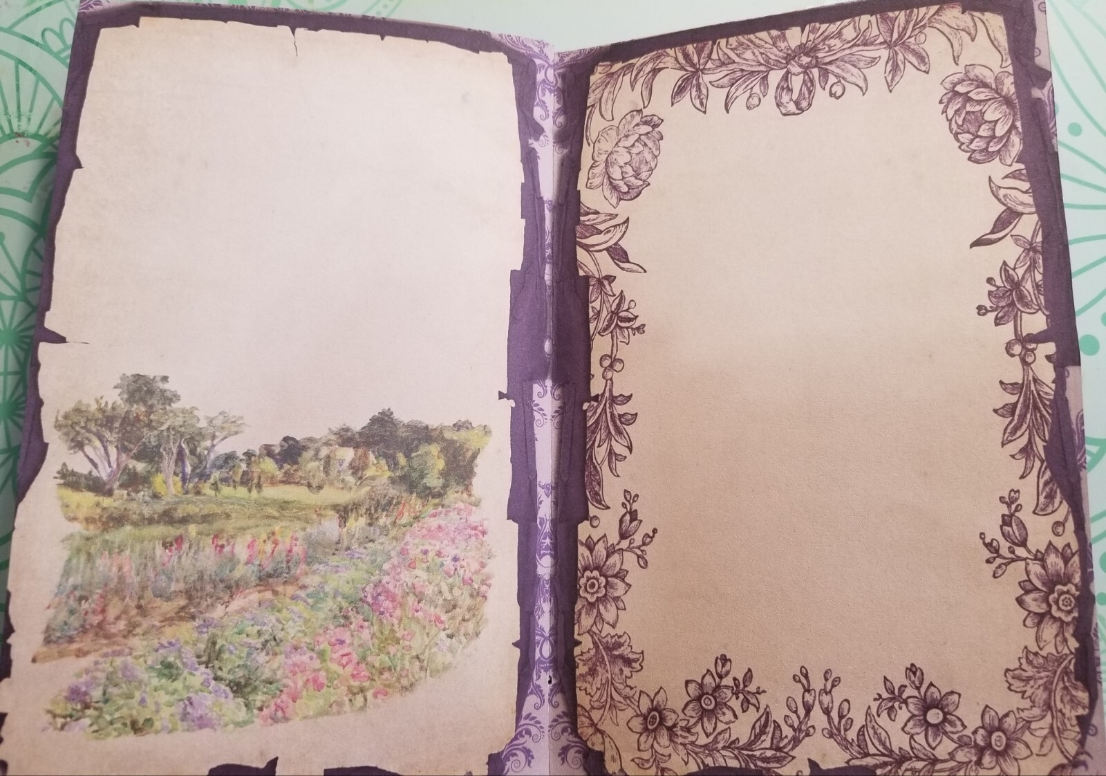 Junk Journal Booklet “LILAC & LAVENDER” HANDMADE Pockets, Cards, Tags, Ephemera