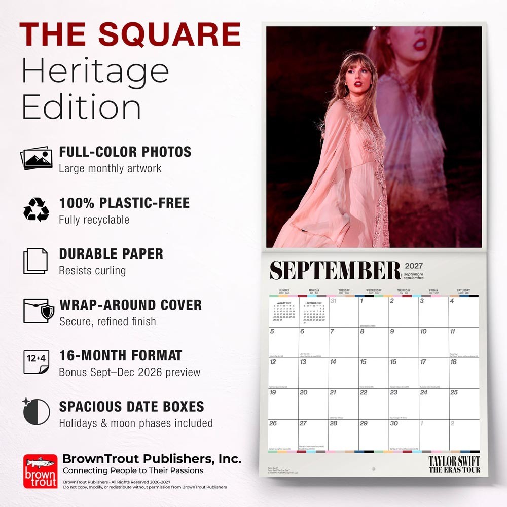 Taylor Swift OFFICIAL 2027 12×24″ (Hanging) Square Wall Calendar | Plastic-Free