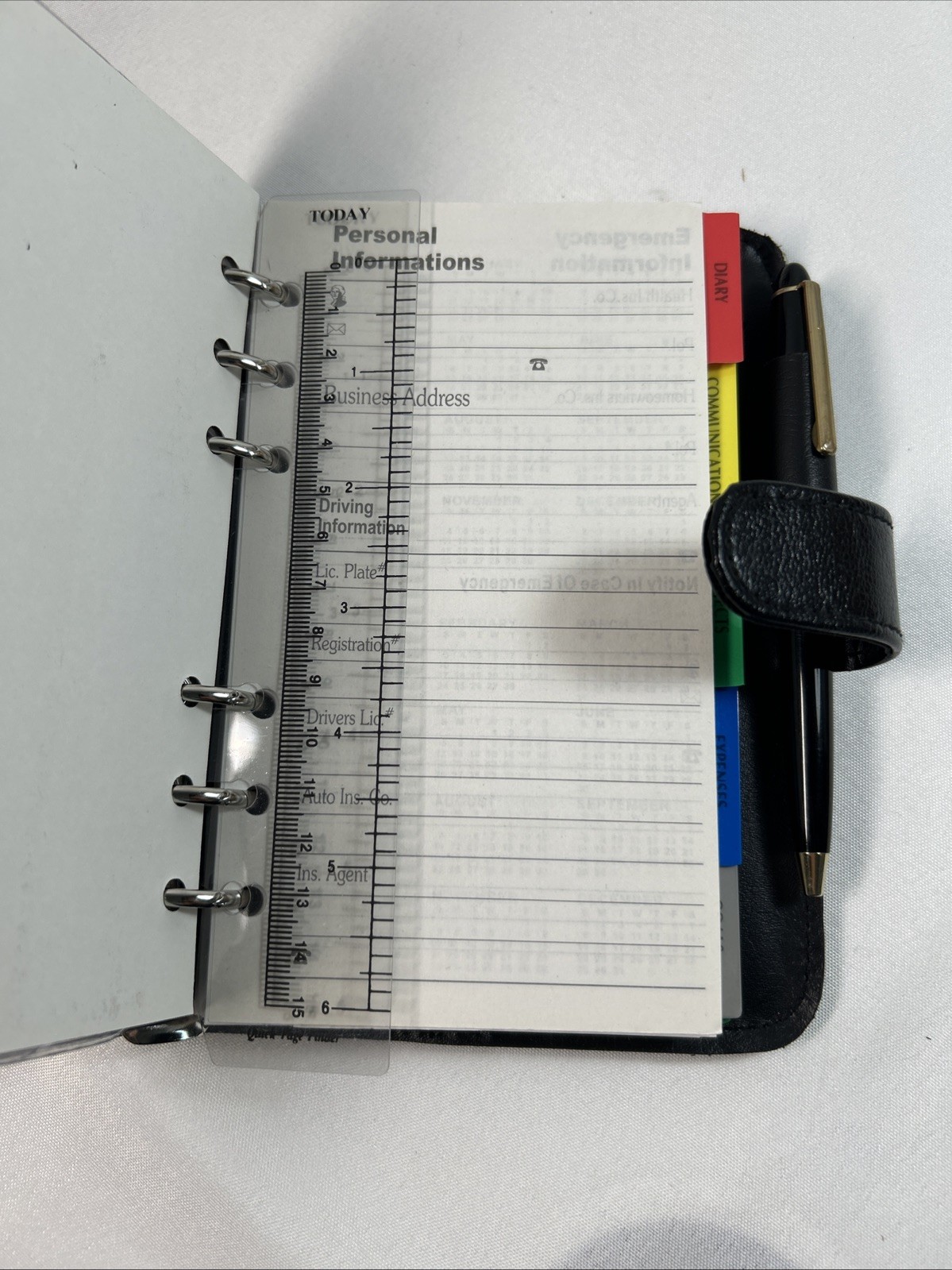 Black Business Leather Personal Calculator Organizer Folder Memo