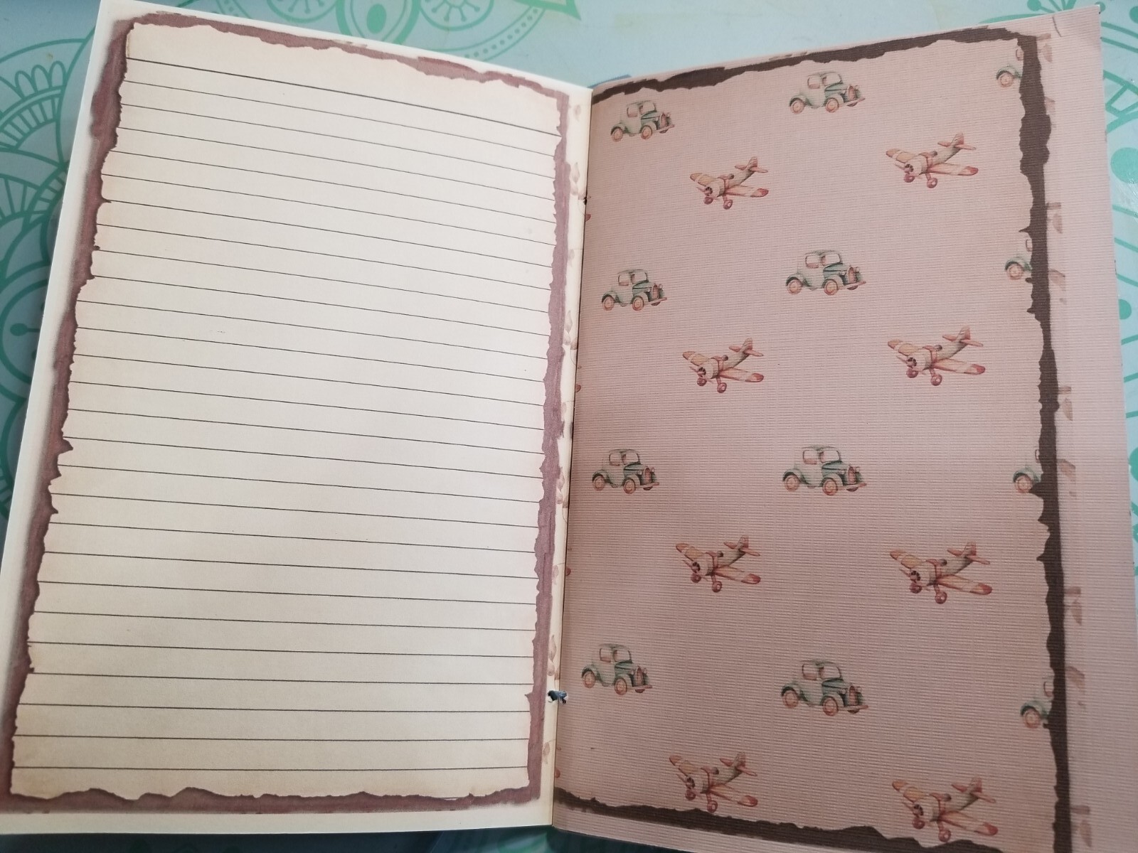 Junk Journal Blank Booklet “BABY BOY” HANDMADE Baby Album, LG 8.5″x5.5″ 40pgs
