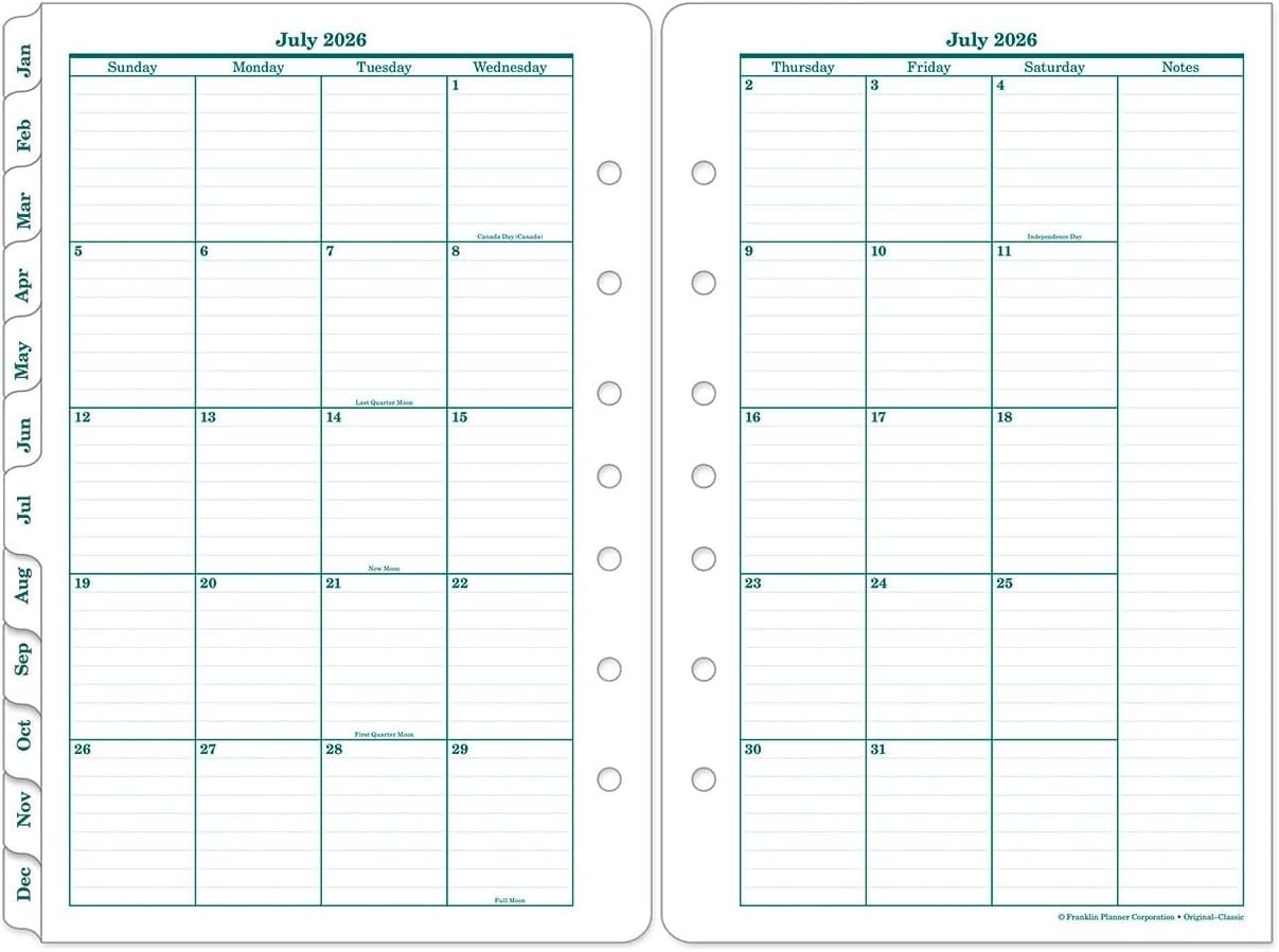 – Ring-Bound Planner Refill – Two Page Per Day Classic, Jul 2026 – Jun 2027