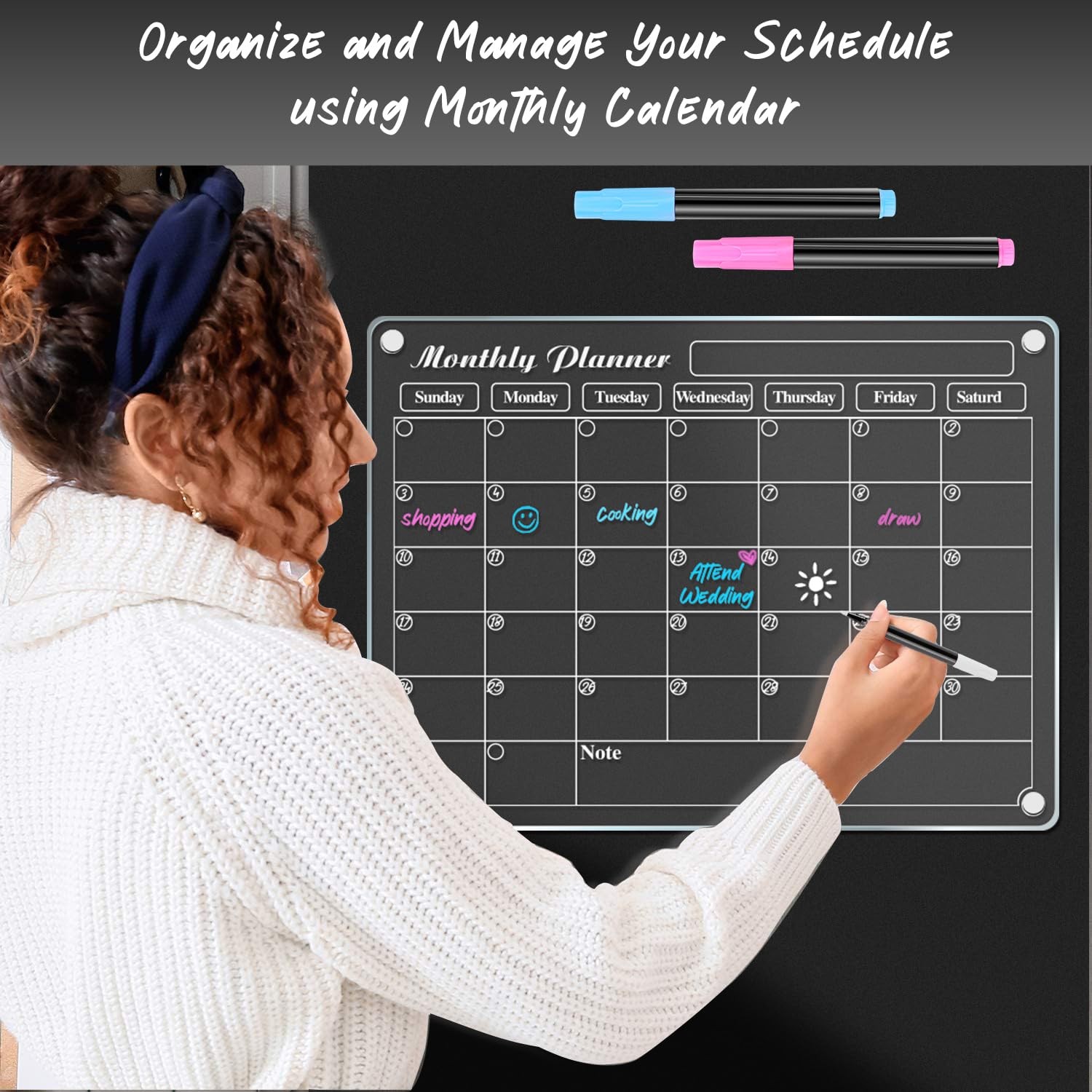 DIYMAG Magnetic Calendar for Refrigerator Dry Erase Wall MTH, Transparen