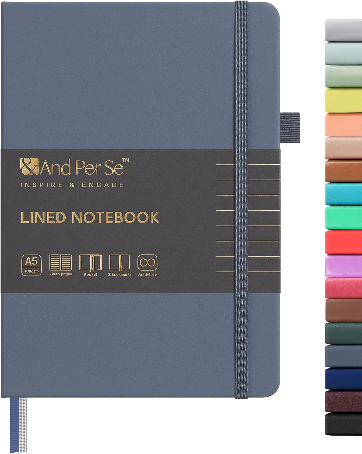 Lined Journal Notebook, 160 Pages, A5 5.7 X 8 Inches College Ruled Thick Paper N