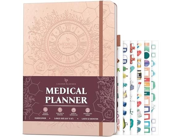 Legend Planner Medical Planner w/ Symptom Tracker Rose Gold A4 (8.5 x 11)