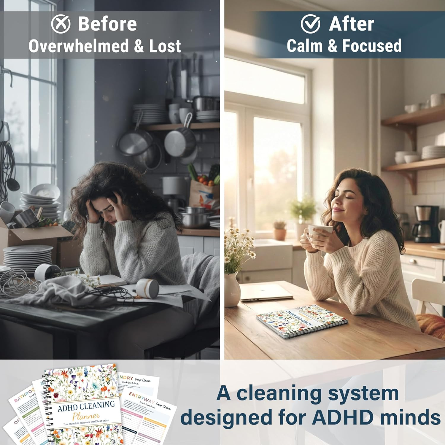ADHD Cleaning Planner Daily Weekly Monthly Checklist Organizer Version 2