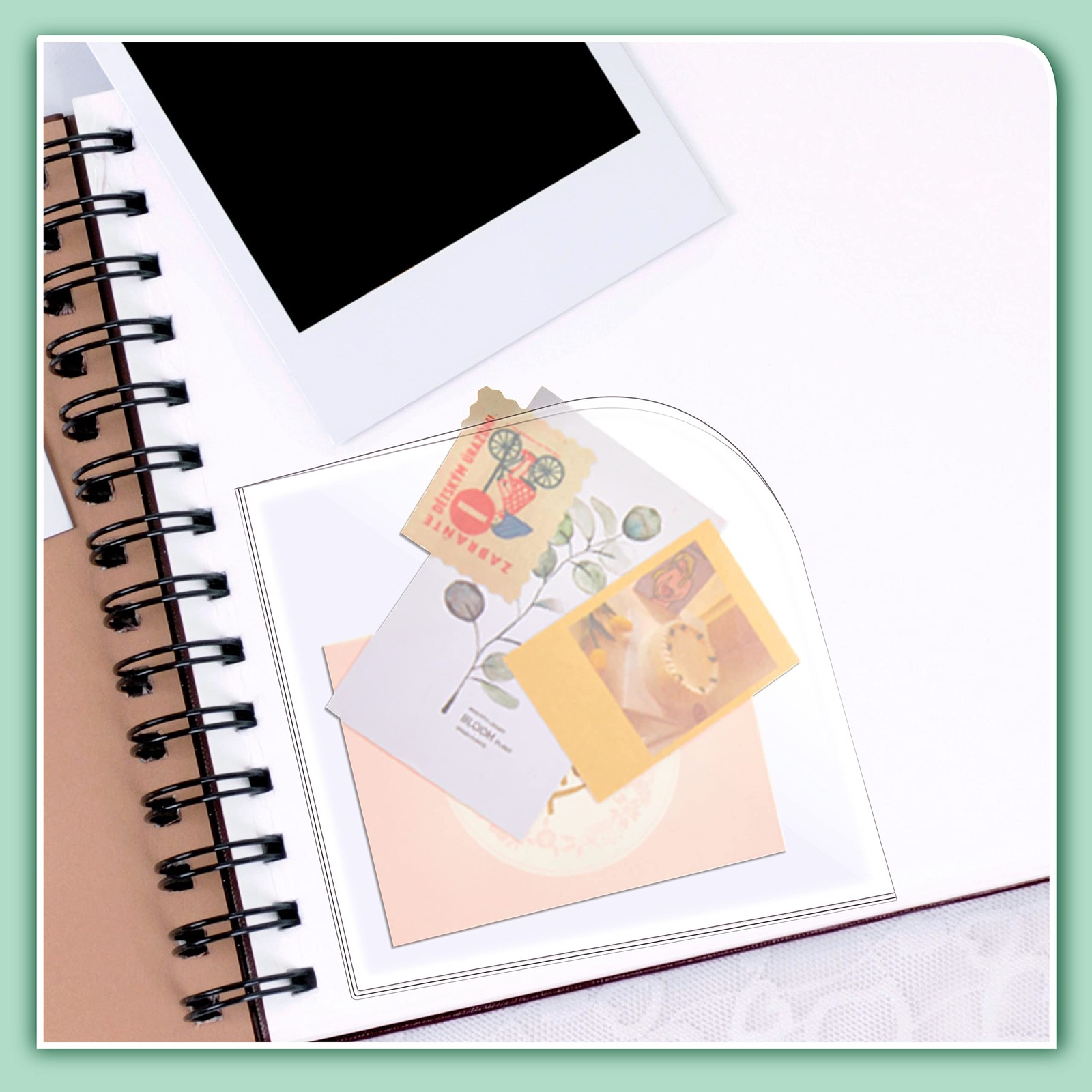 10 Sets Clear Corner Pockets 4.5 x 4.5 Inch Adhesive Pockets for Planners wit…