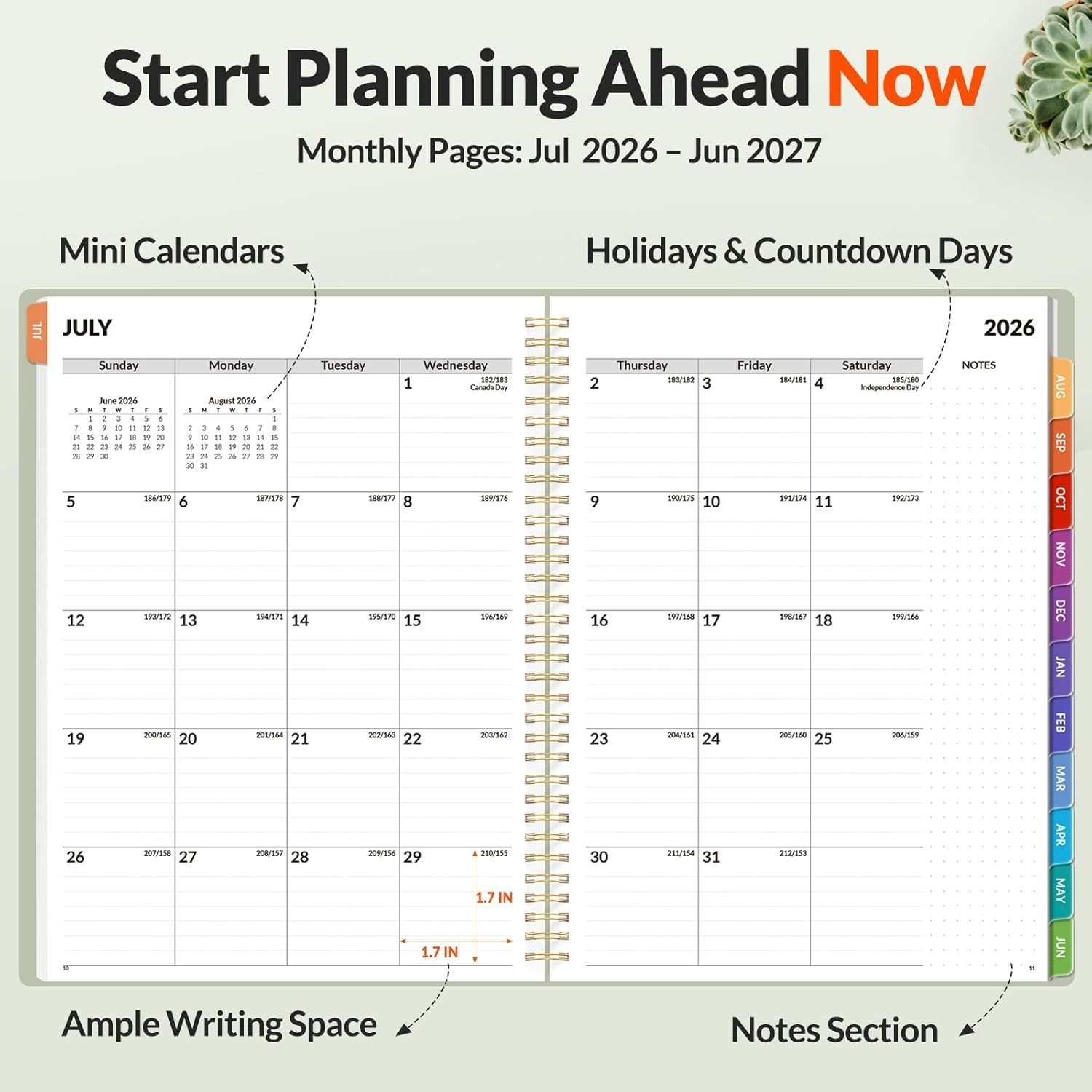 2026-2027 Academic Planner Spiral Bound Student Teacher Organizer 8.5×11 Green