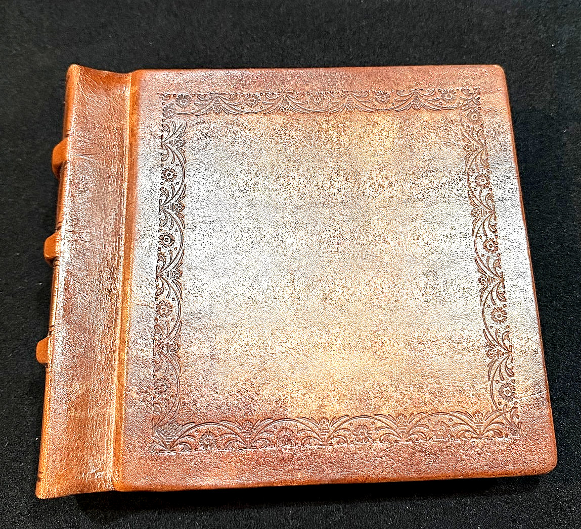 3 Daisy Arts Carved Leather Hand Made Writing Journals Made in Italy 7.5″ x 6.5″
