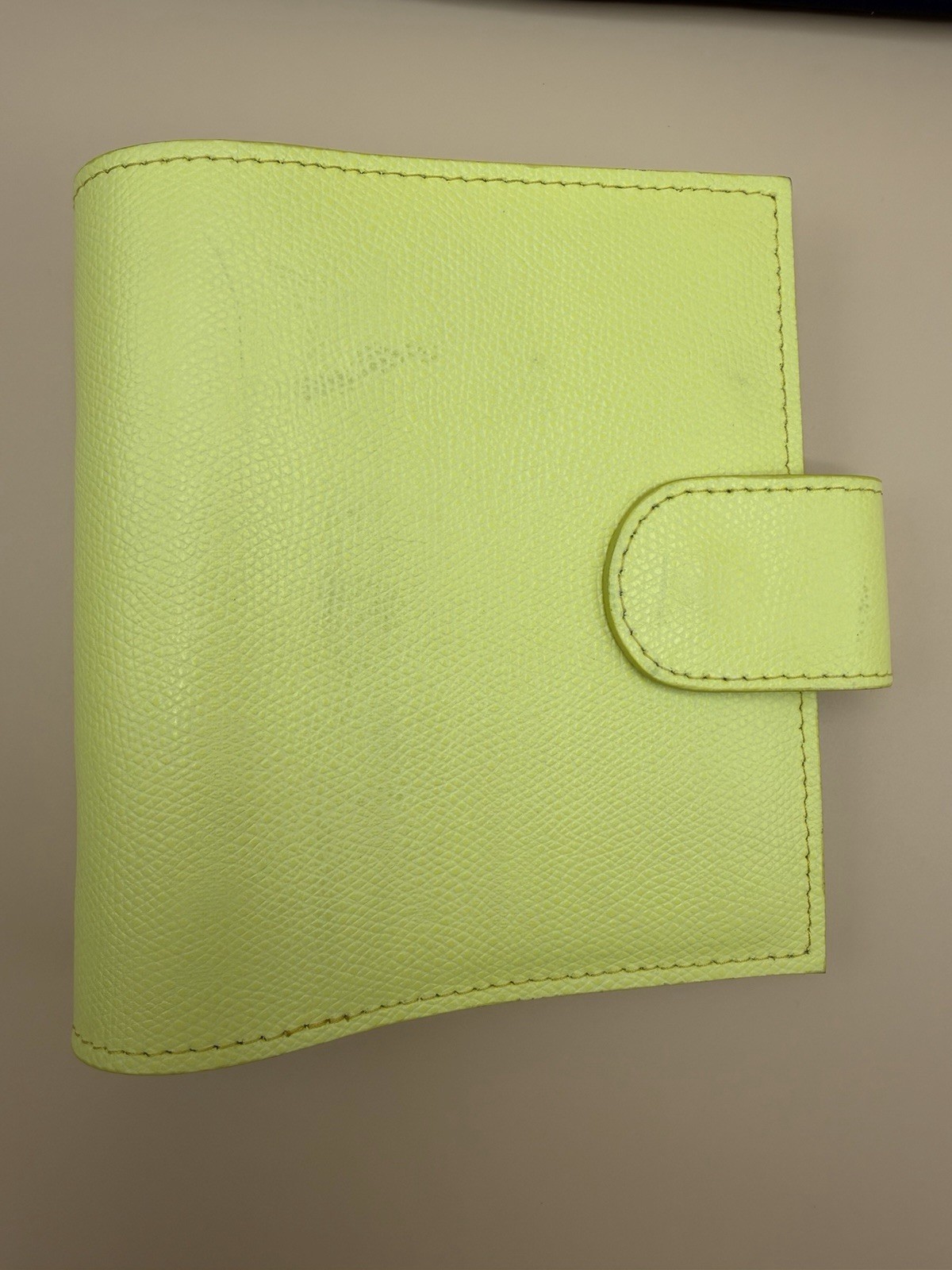 Naya Paperie Pocket Ring Planner Neon Yellow Leather 25mm Rings Pen Loop