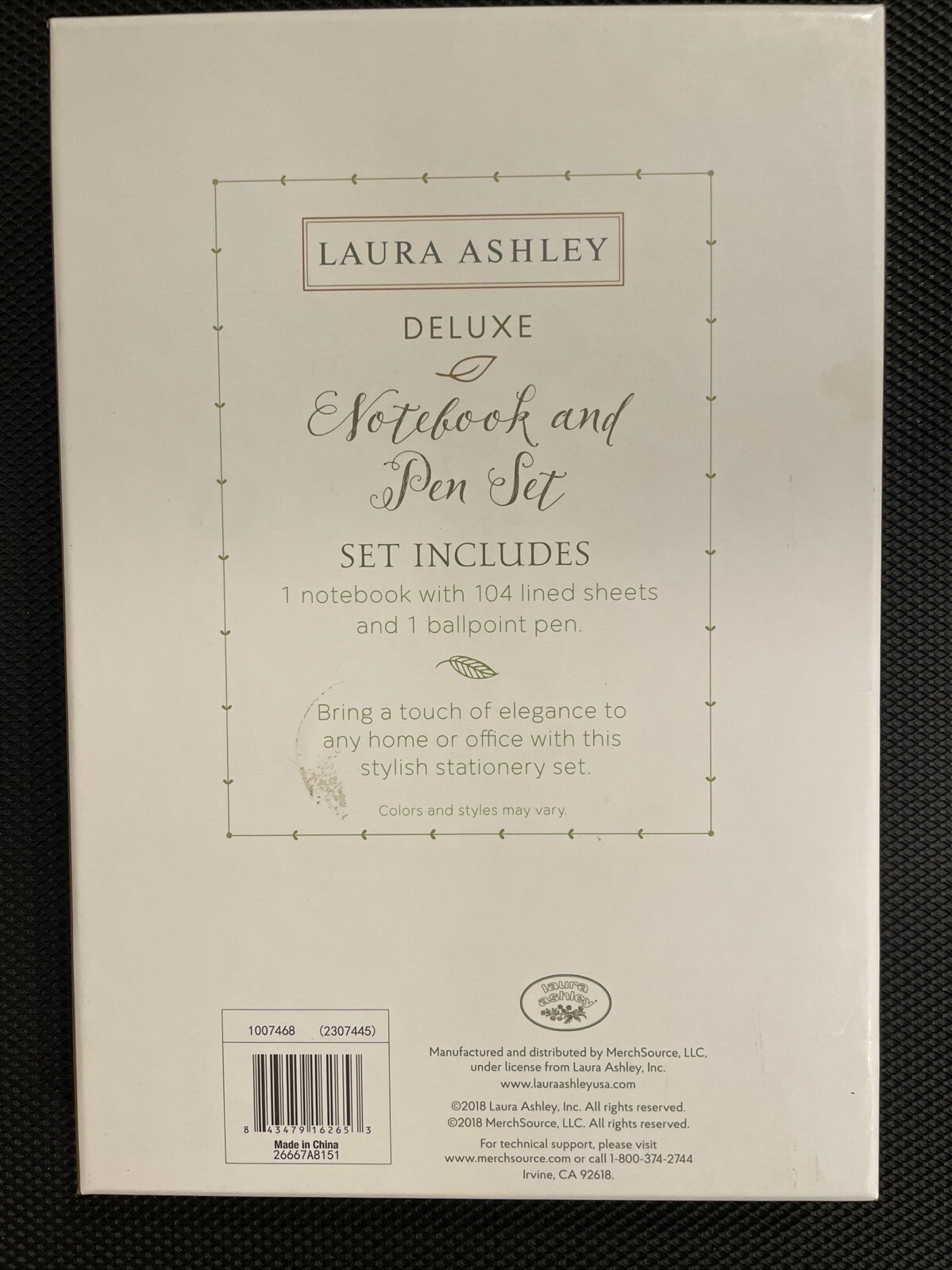 Laura Ashley Paper Plastic Journal Notebook & Pen Gift Stationery Set