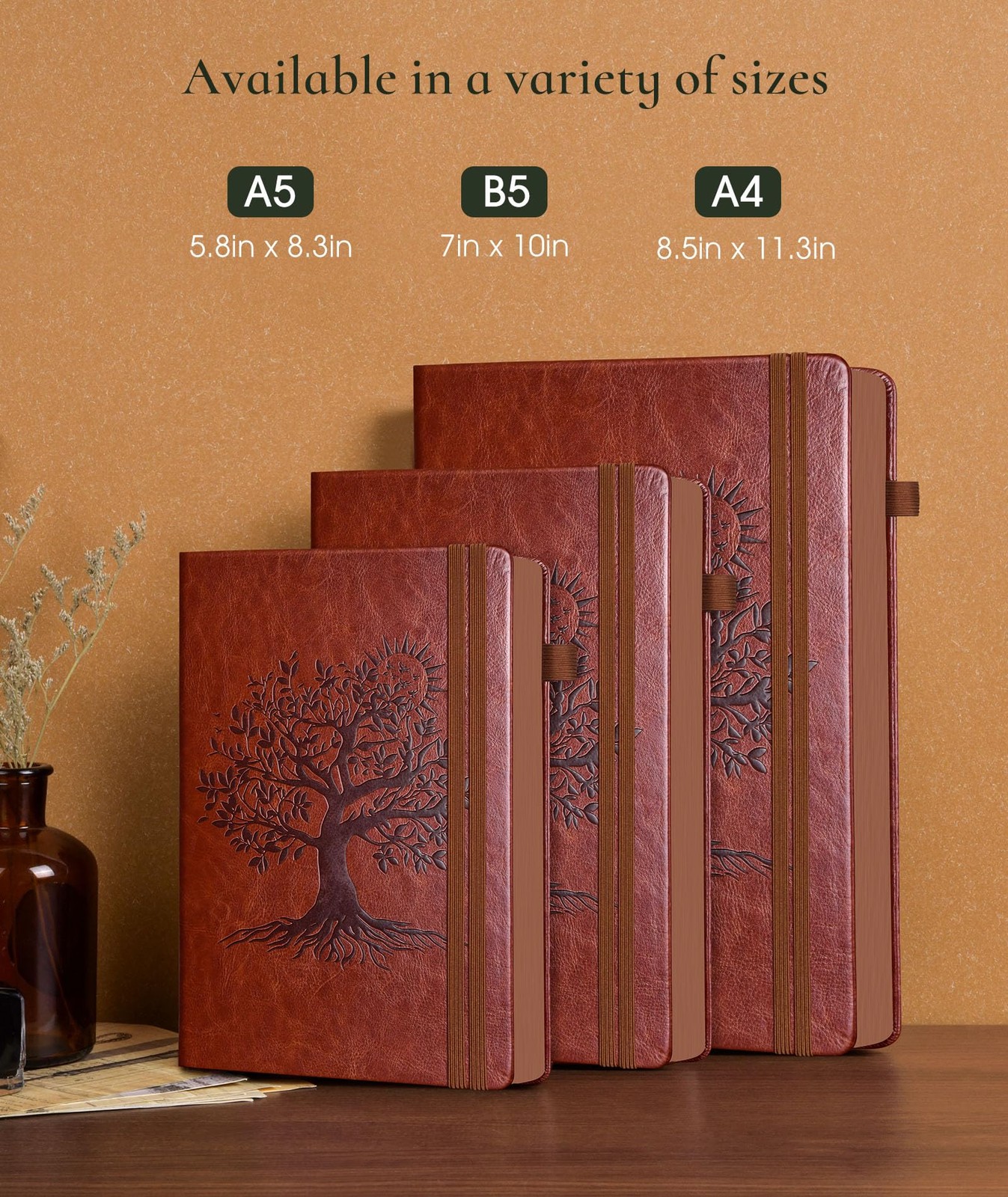 Vintage Leather Journal with 300 Numbered Pages,A4 A4 (8.5in X 11.3in), Brown