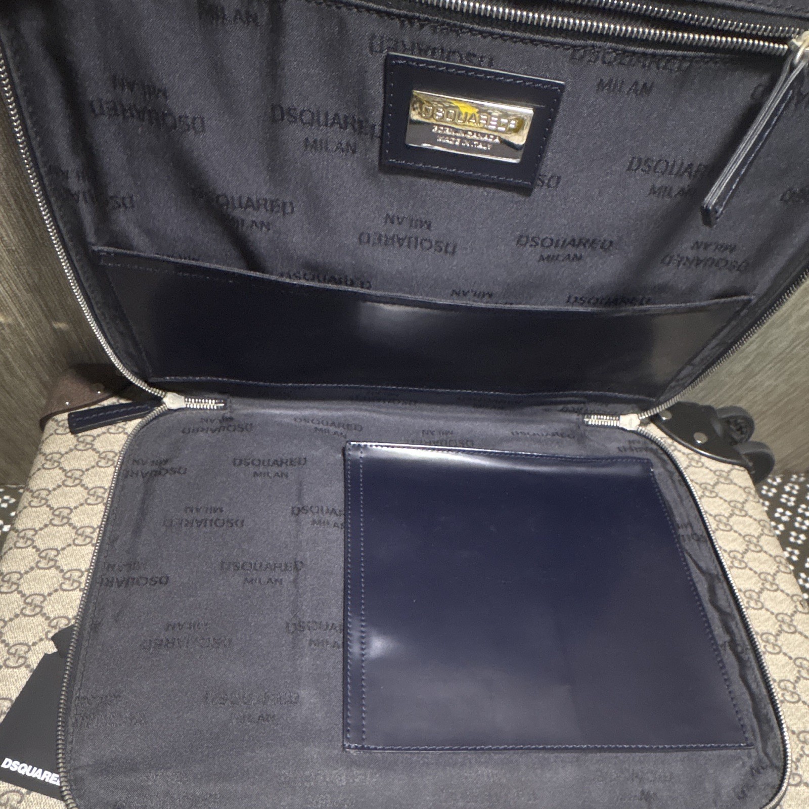 DSQUARED2 Black Zip-Around Portfolio Organizer Case with Document Pockets