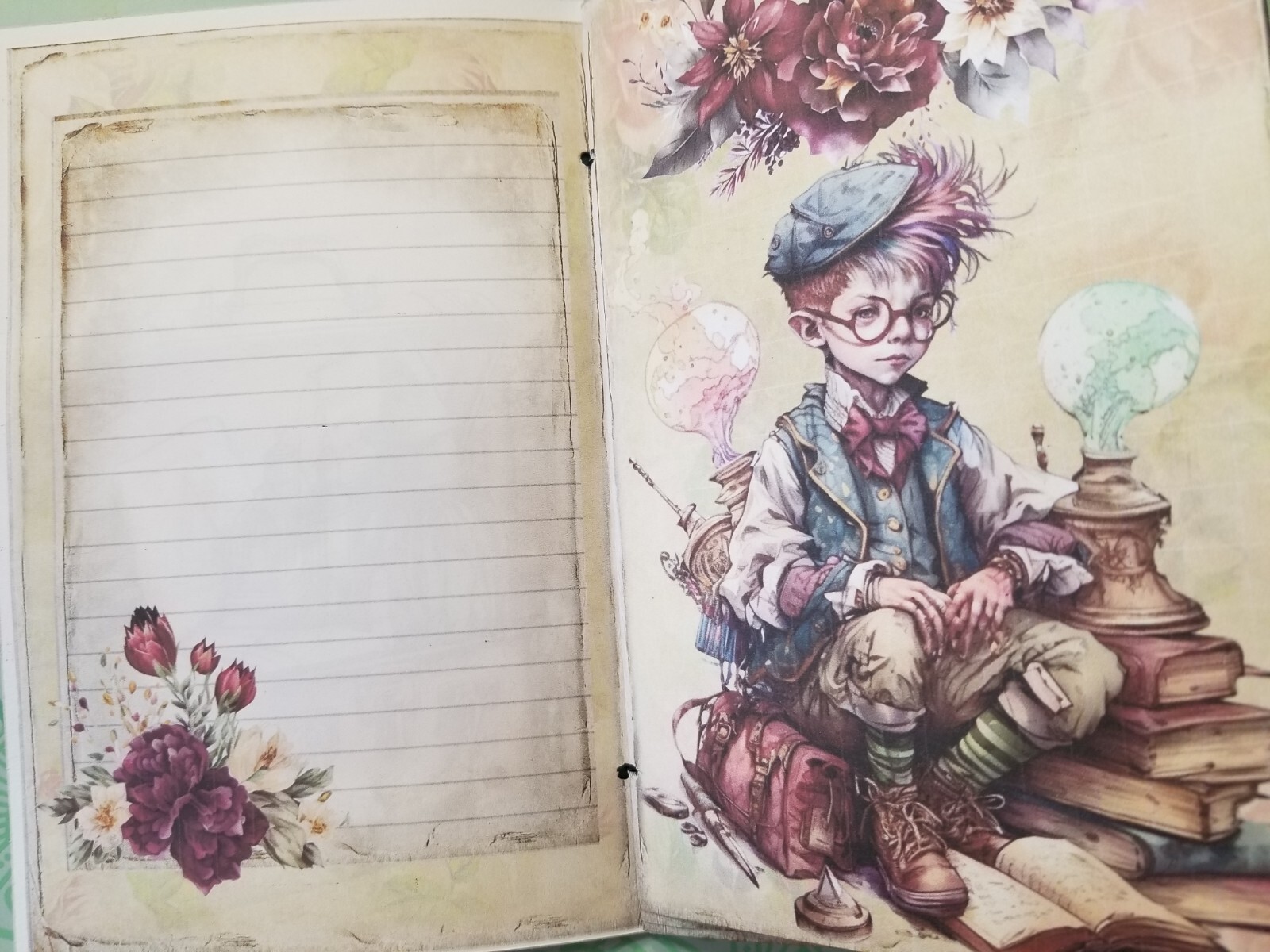 Junk Journal Booklet “WIZARD SCHOOL” Vintage HANDMADE Cards, Pockets, Ephemera,