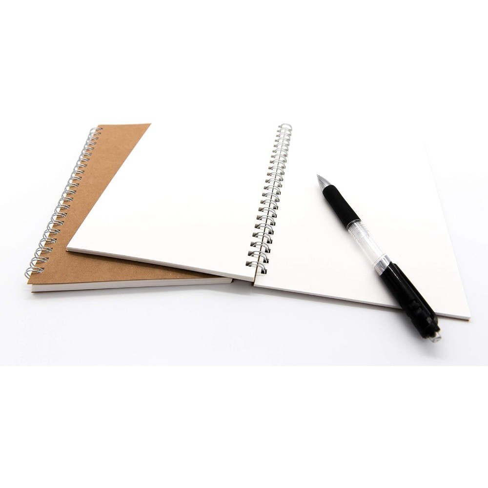 Soft Cover Spiral Notebook 2-Pack, Blank Sketchbook Journal, Unlined Wire Bound