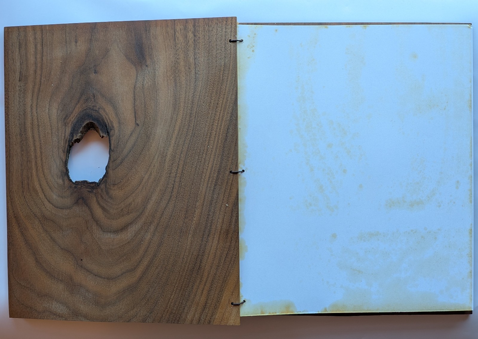 Handmade Walnut Wood Bound Blank Notebook Diary Journal 10” x 8” x 3/4″ NEW