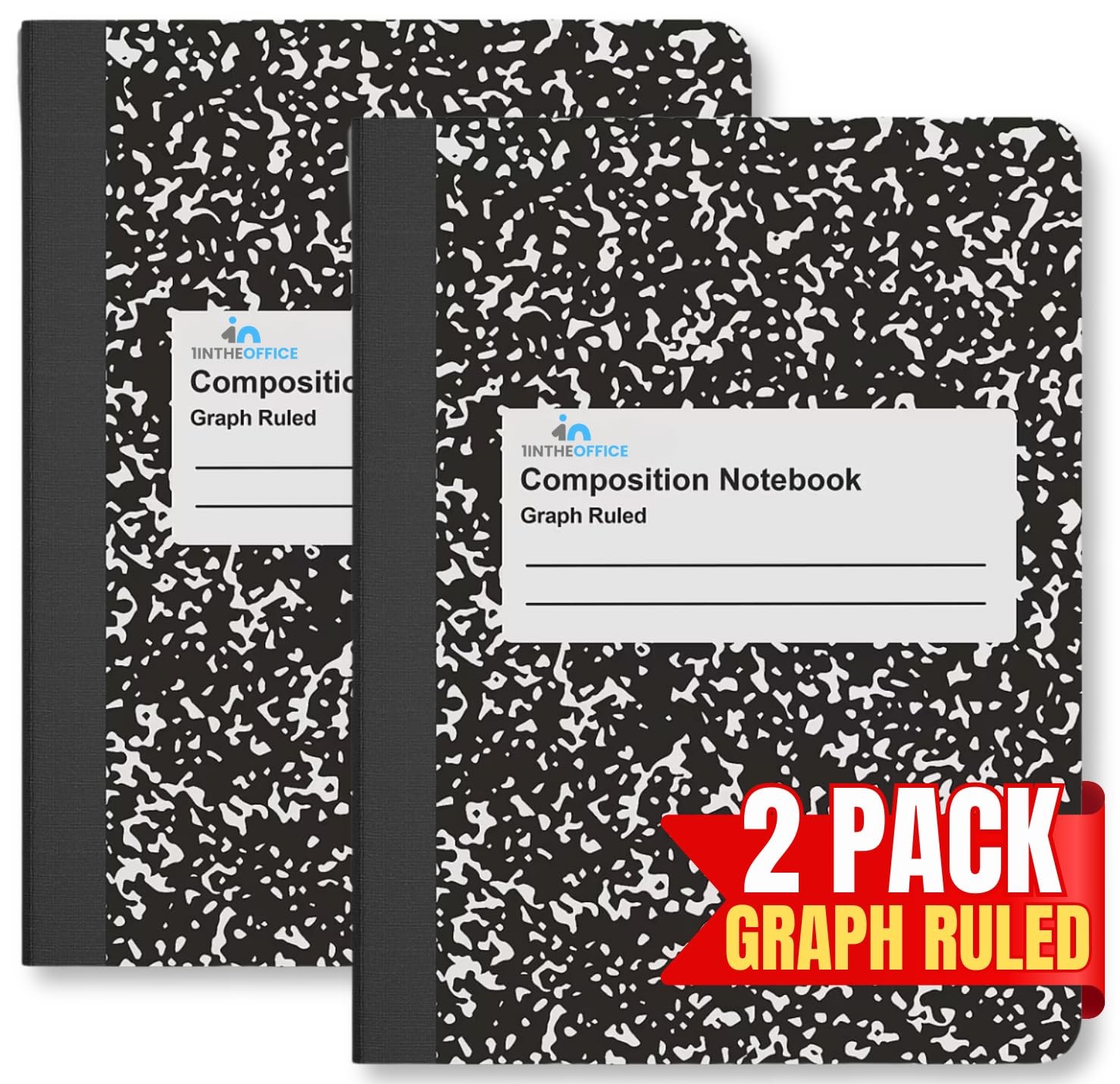 1InTheOffice Graph Paper Composition Notebook, Ruled notebook, Black