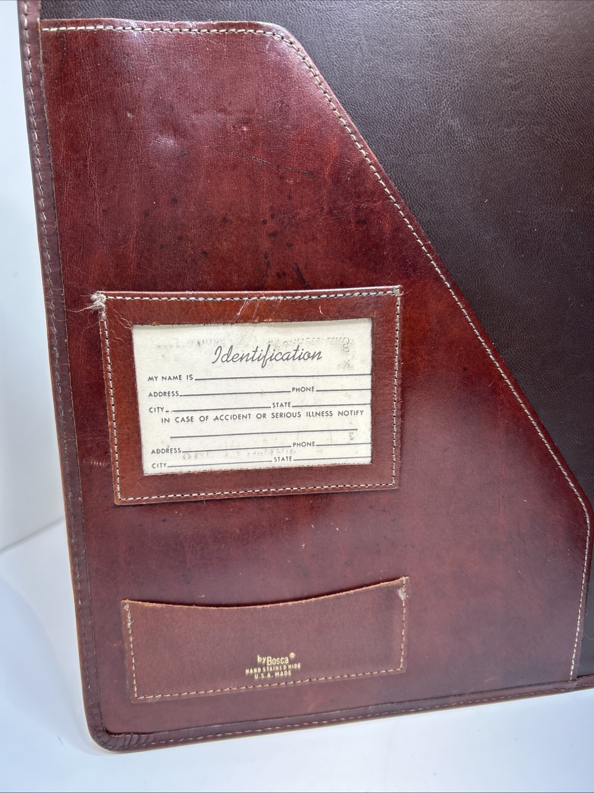 Bosca Leather Portfolio Padfolio Organizer USA Made 9×12″ Brown Notebook Vtg