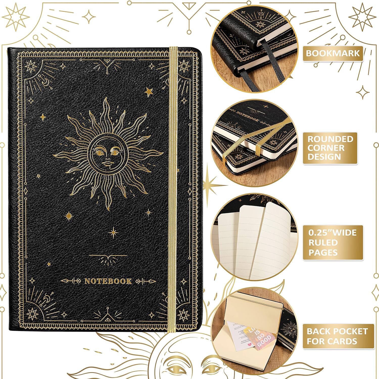 Ruled Notebook/Journal – Premium Thick Paper Faux Leather Classic Writing Notebo