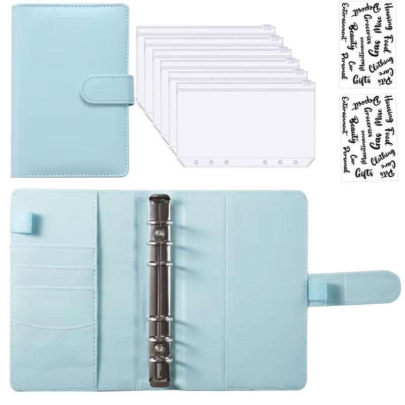 A6 PU Leather Budget Binder Cash Envelope System Money Organizer US